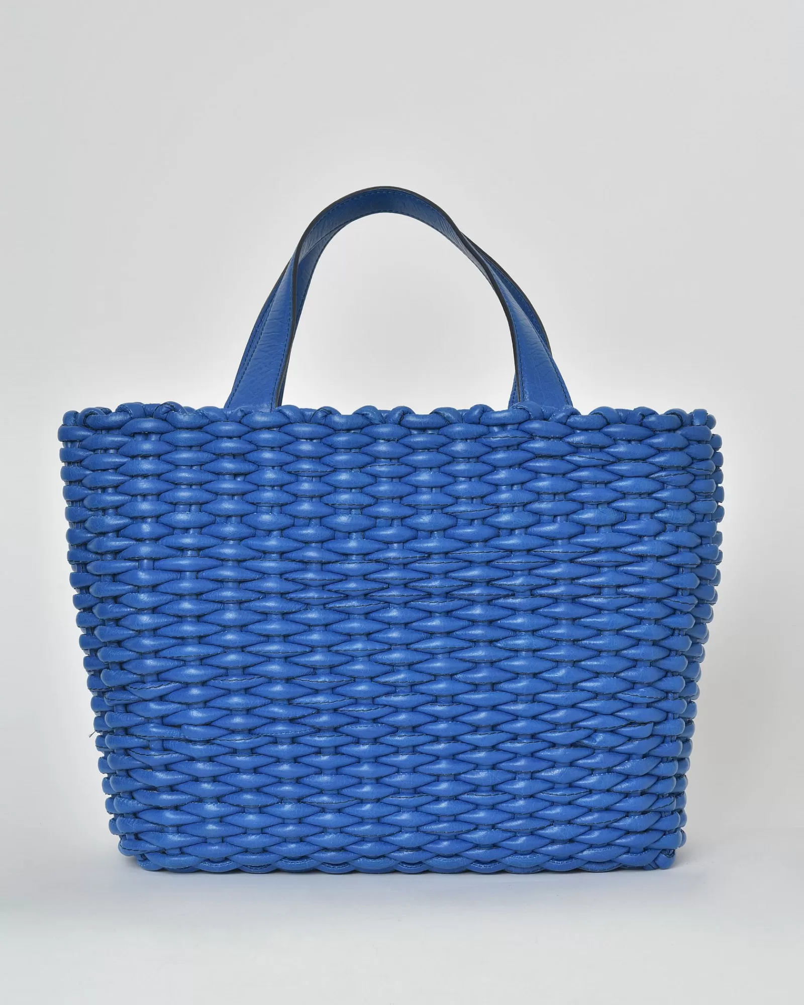 La Piscine Paris Sac à main en cuir tressé Falorni Bleu Best Sale