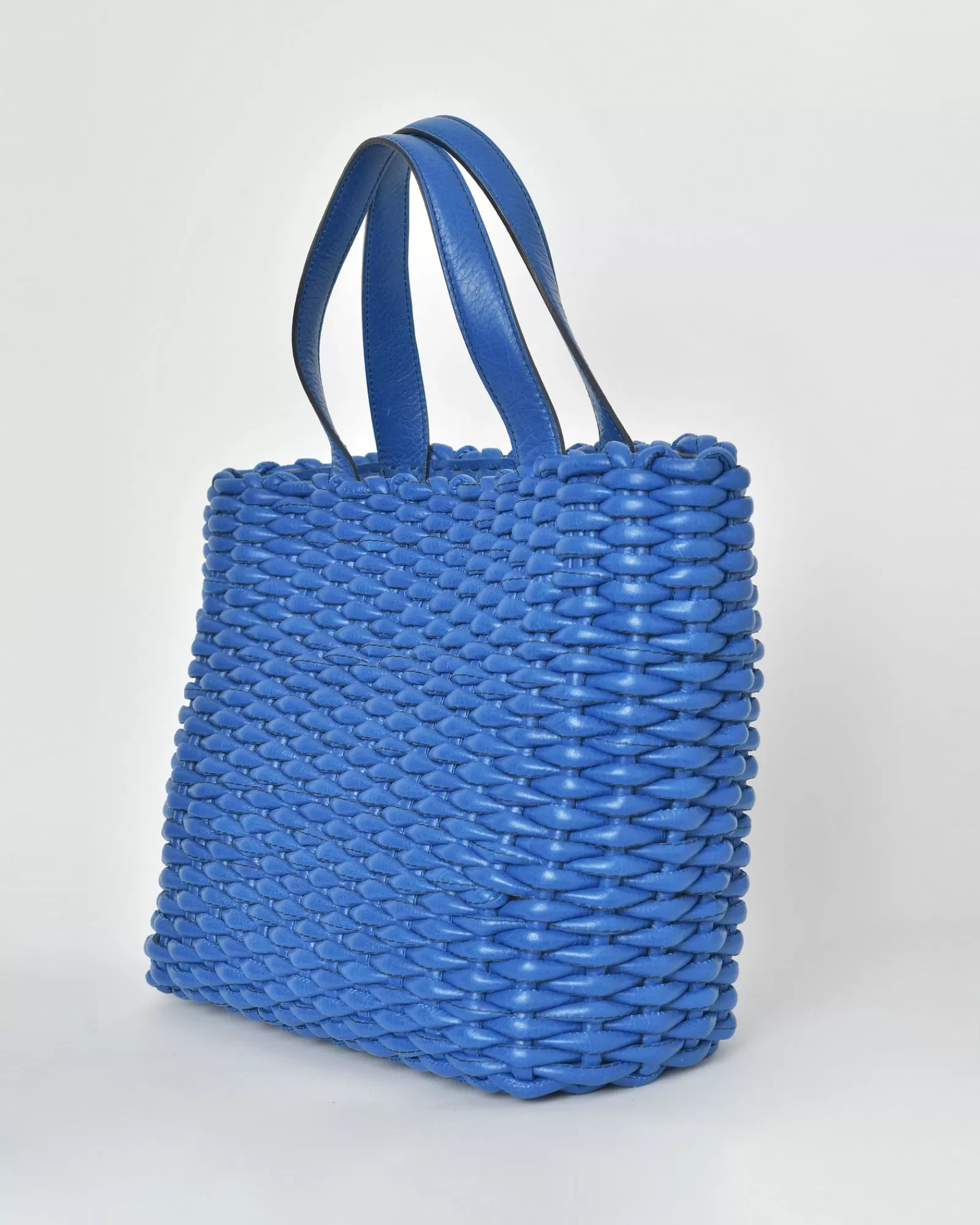 La Piscine Paris Sac à main en cuir tressé Falorni Bleu Best Sale