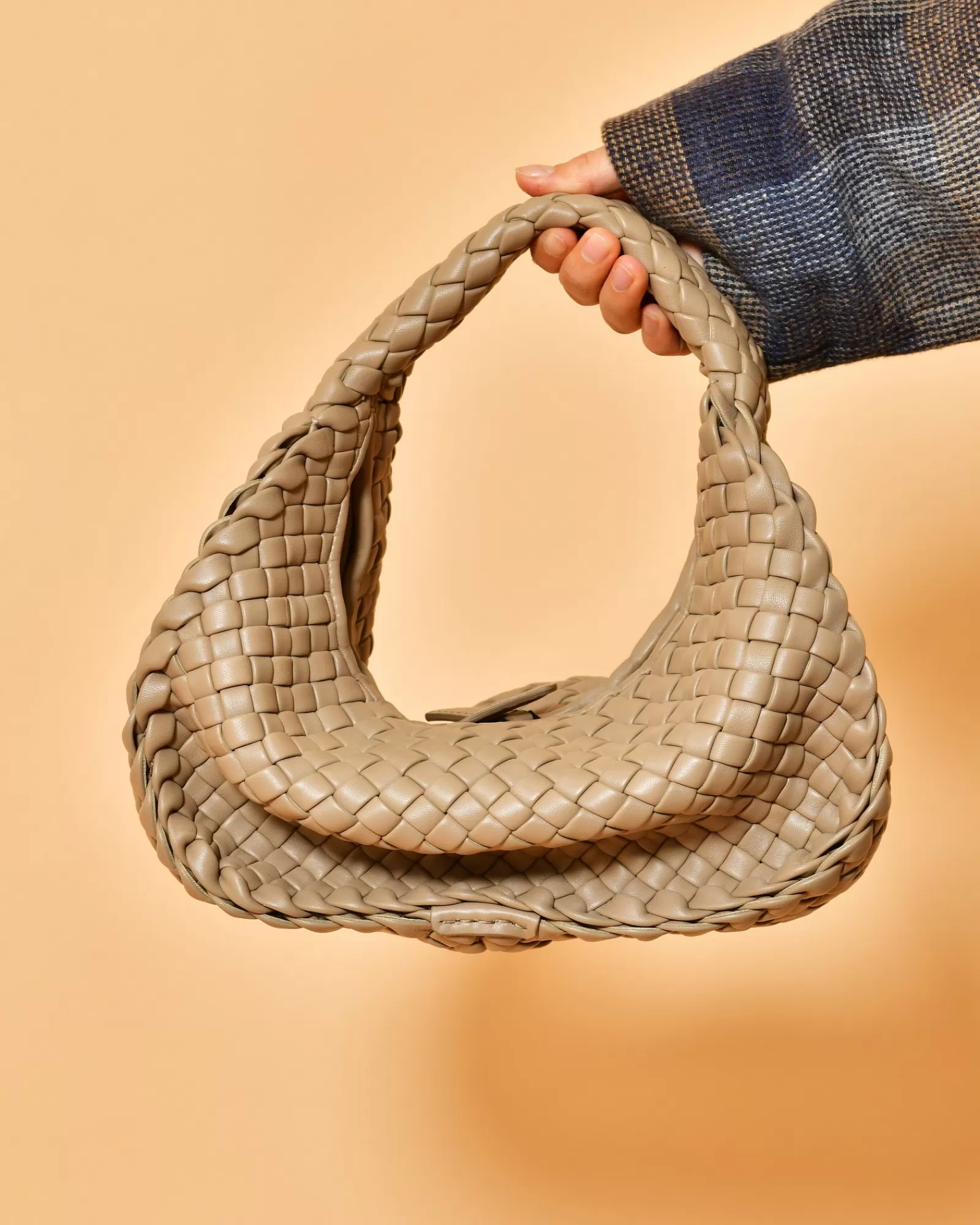 La Piscine Paris Sac à main en cuir tressé Falorni Taupe Flash Sale