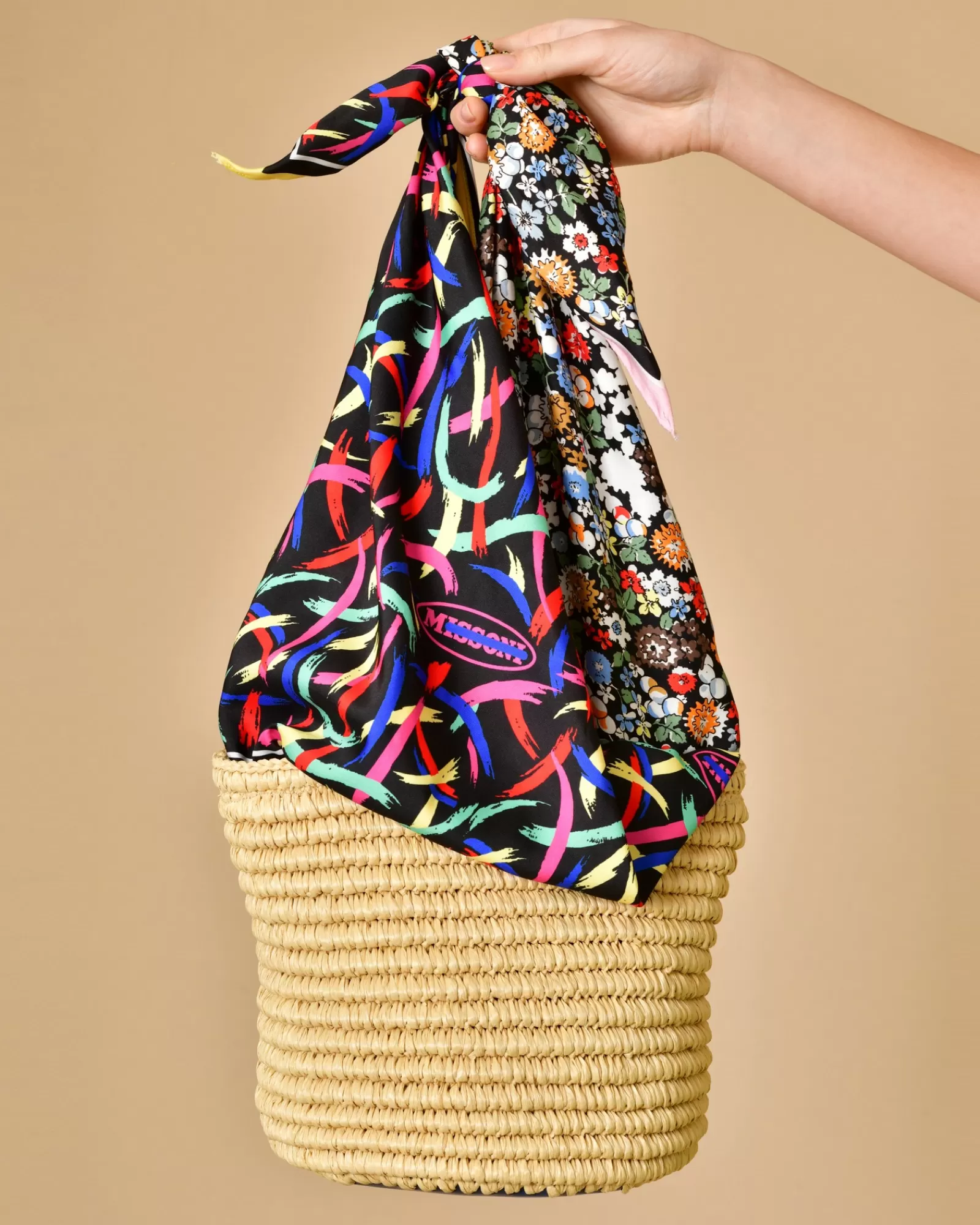 La Piscine Paris Sac à main en raphia et en serge de soie Missoni Beige Cheap