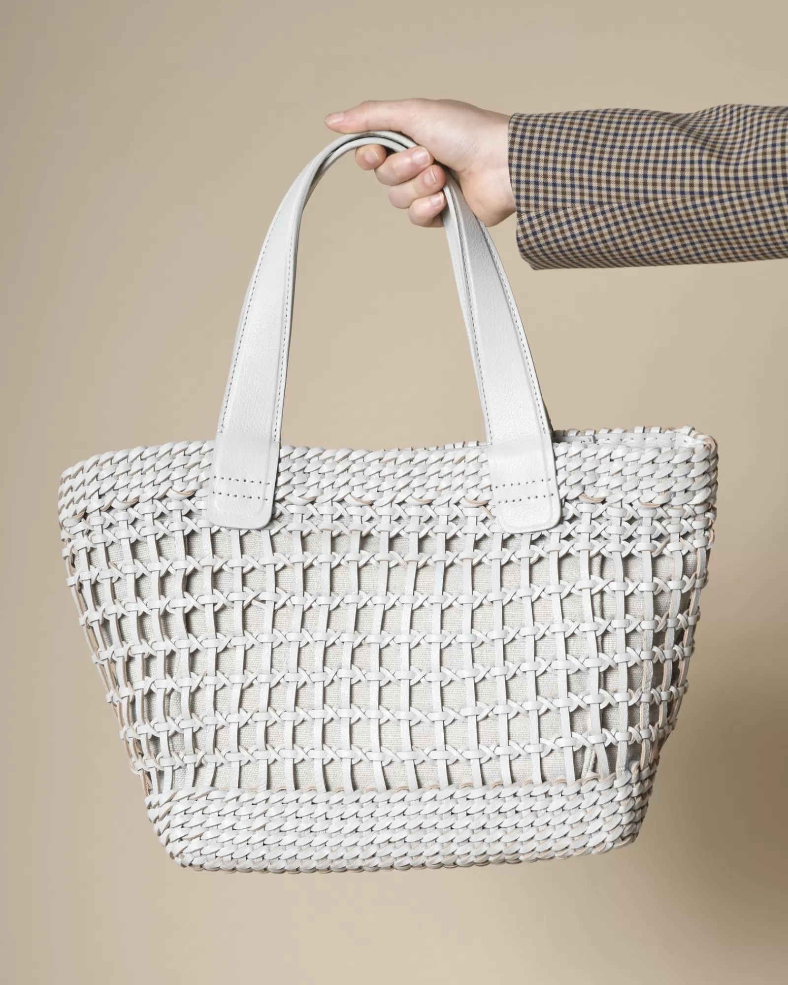 La Piscine Paris Sac à main tressé bi-matière Falorni Gris Best Sale