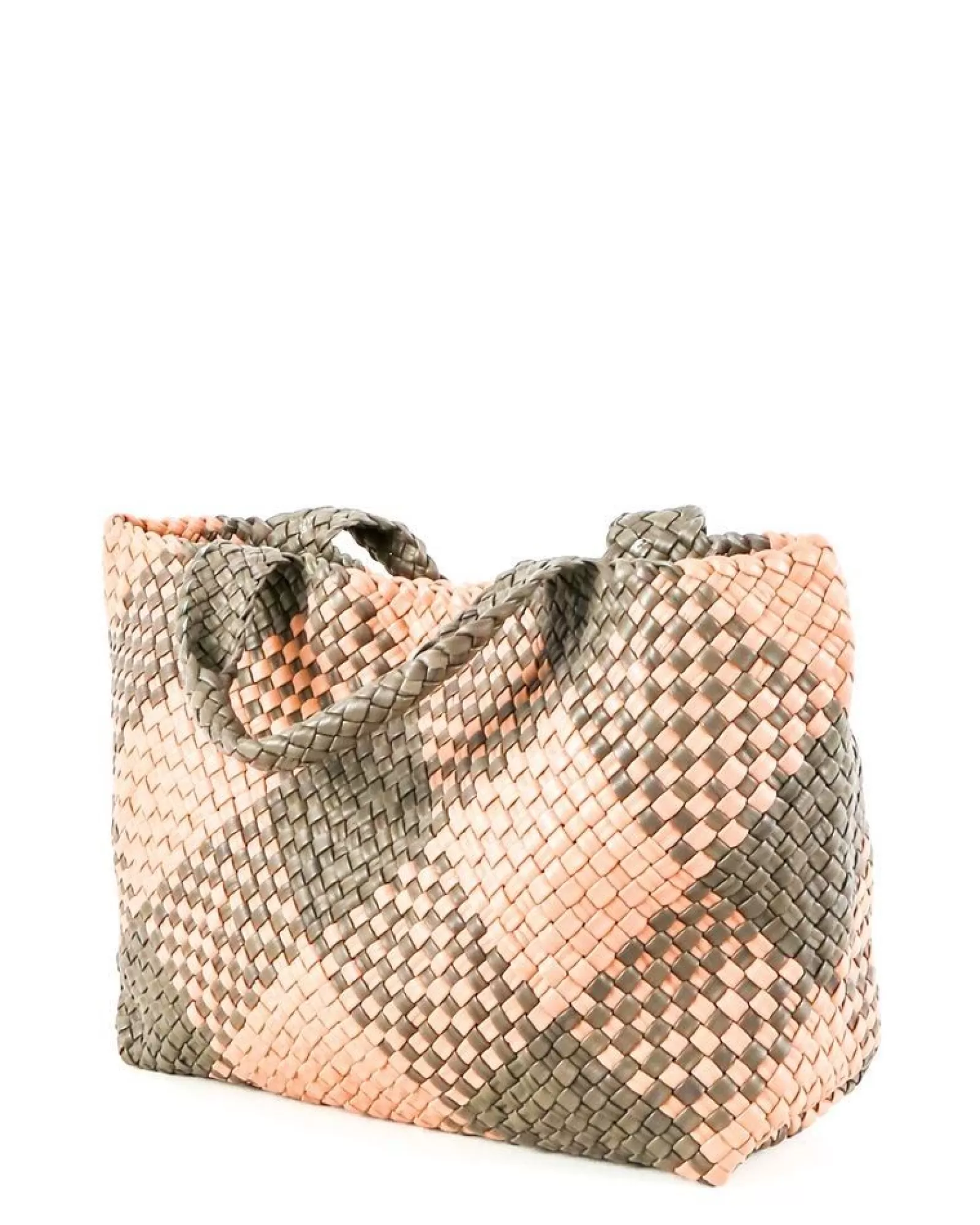 La Piscine Paris Sac cabas en cuir tressés rose et Falorni Marron Best