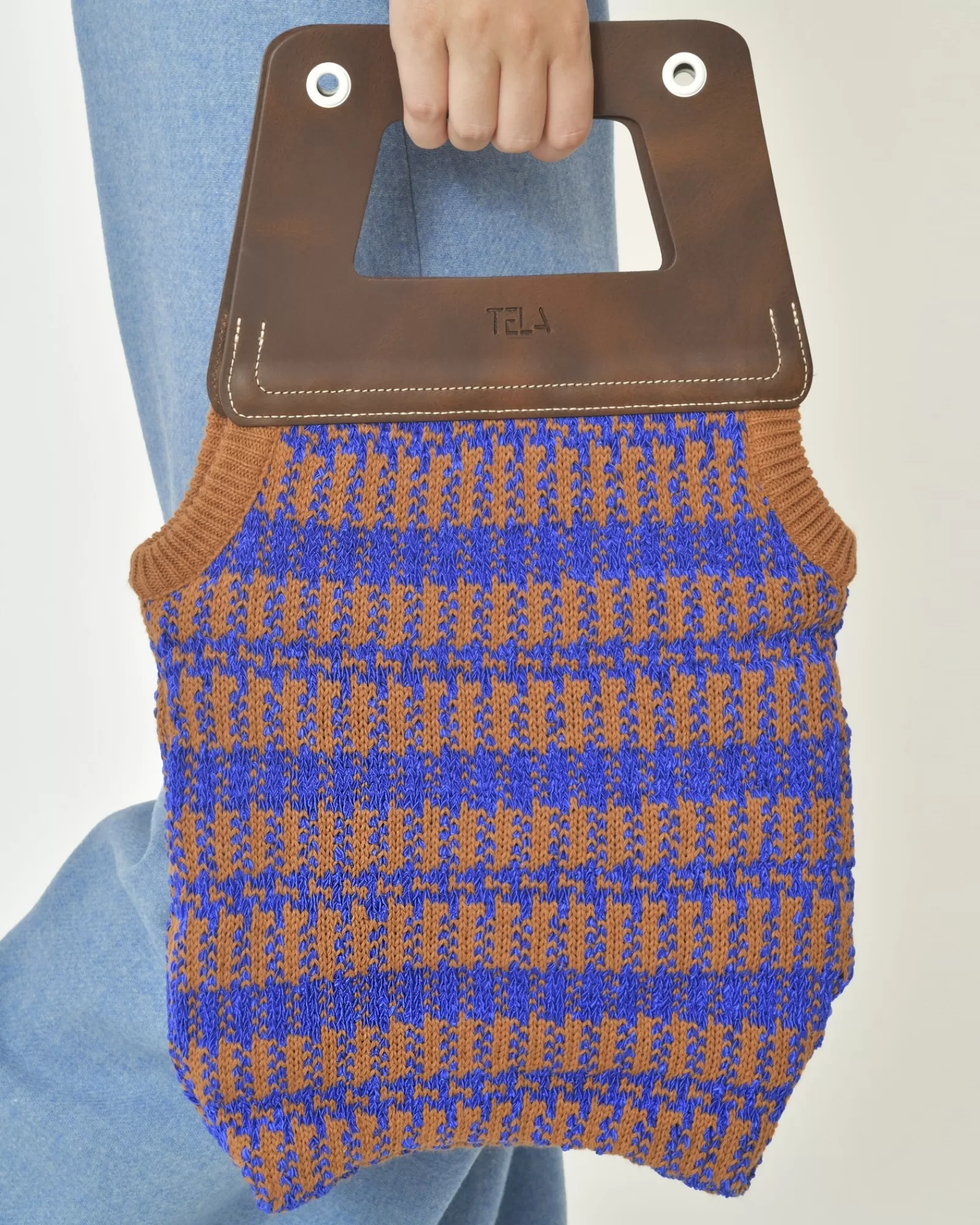 La Piscine Paris Sac en tricot bicolore Tela Marron Flash Sale