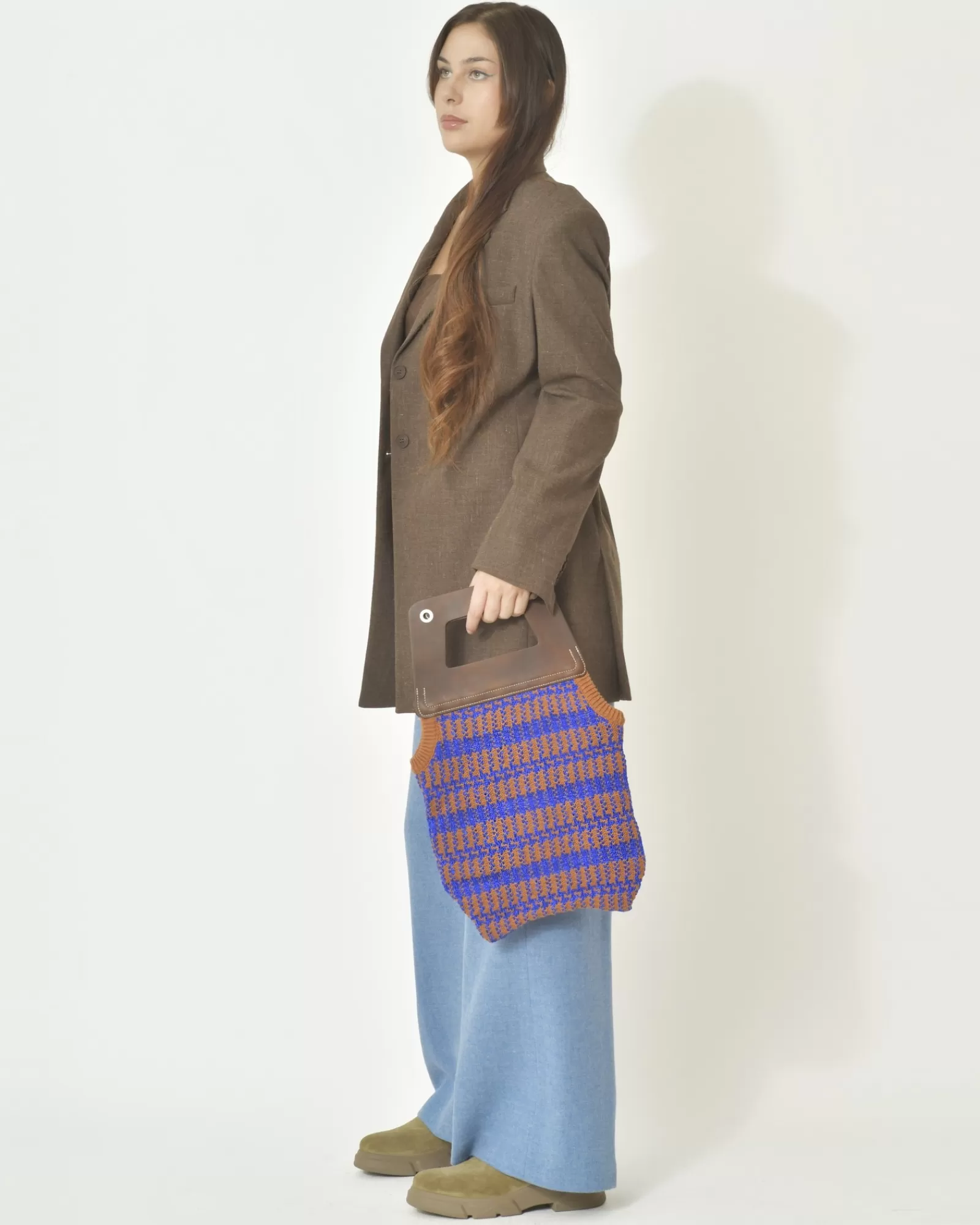 La Piscine Paris Sac en tricot bicolore Tela Marron Flash Sale