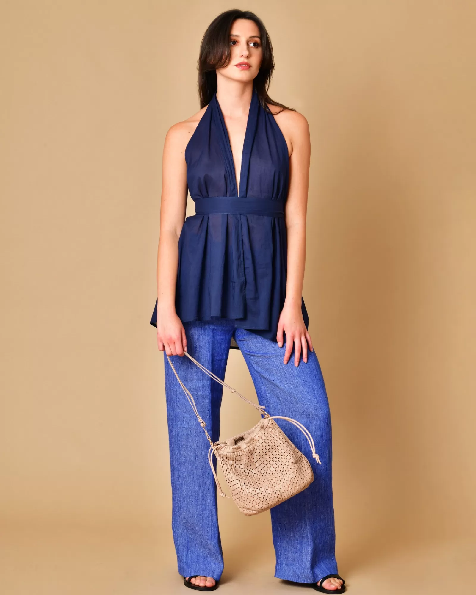 La Piscine Paris Sac porté épaule en cuir perforé Anita Bilardi Rose Store