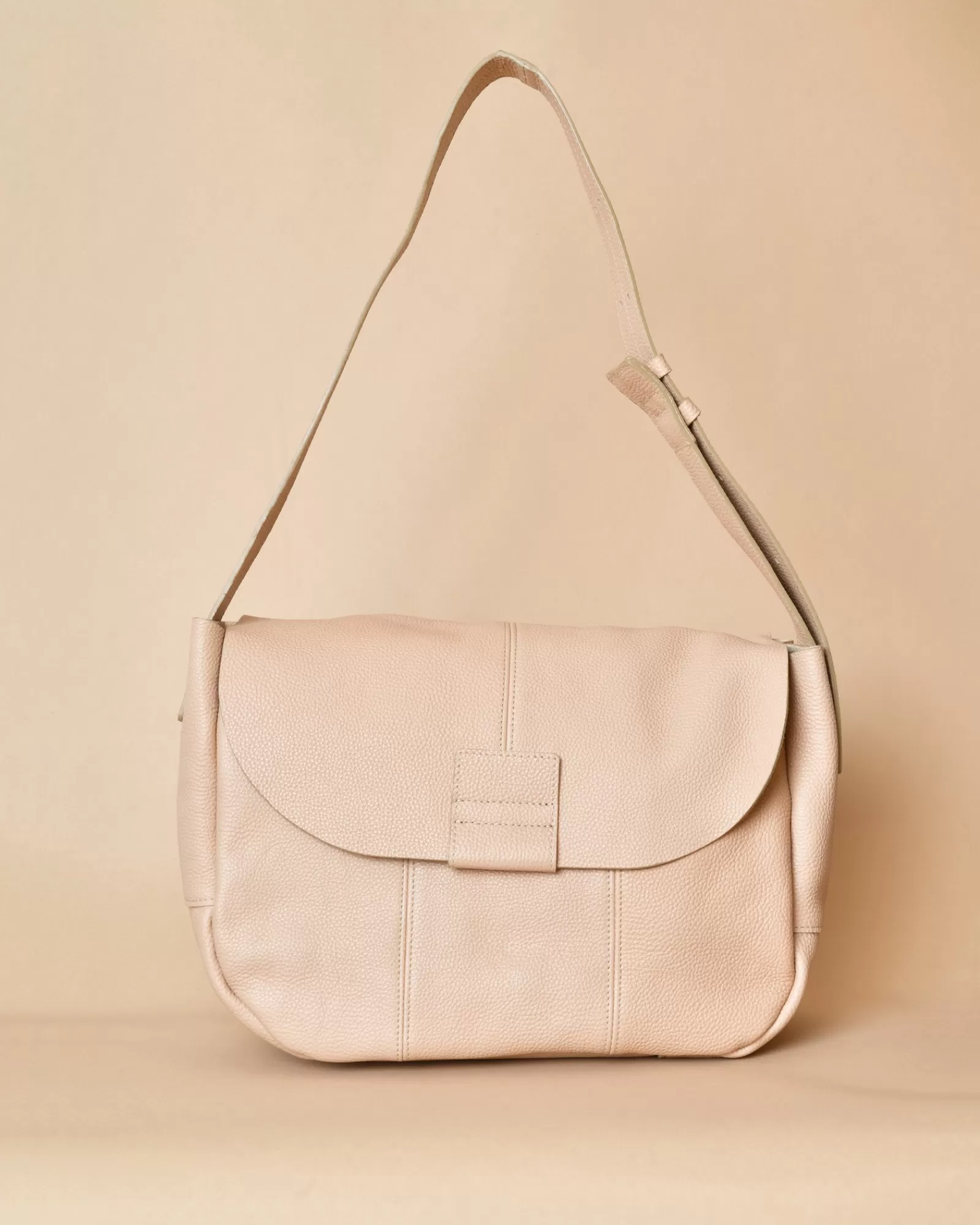 La Piscine Paris Sac porté épaule en cuir texturé Falorni Beige Hot