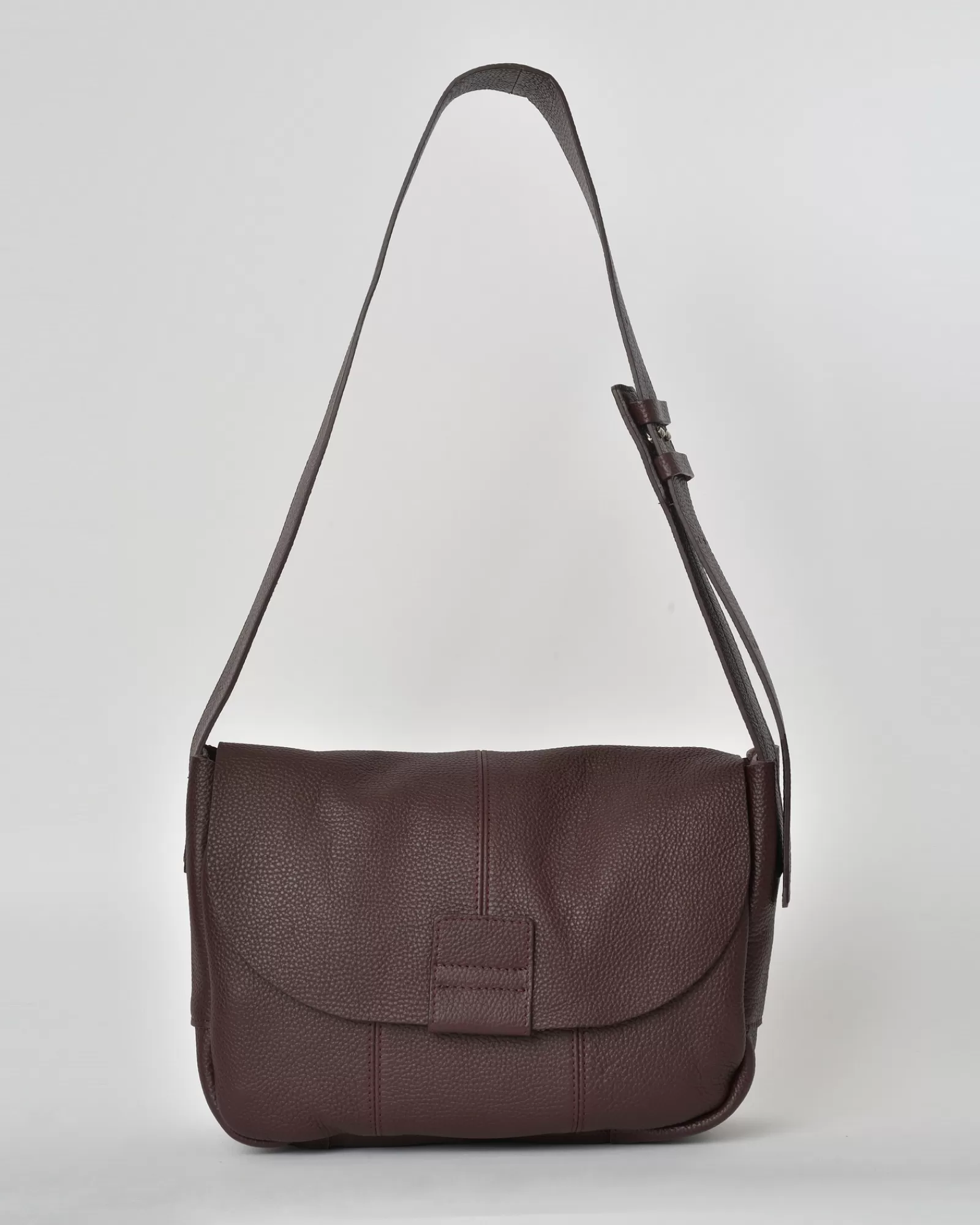 La Piscine Paris Sac porté épaule en cuir texturé Falorni Bordeaux Flash Sale