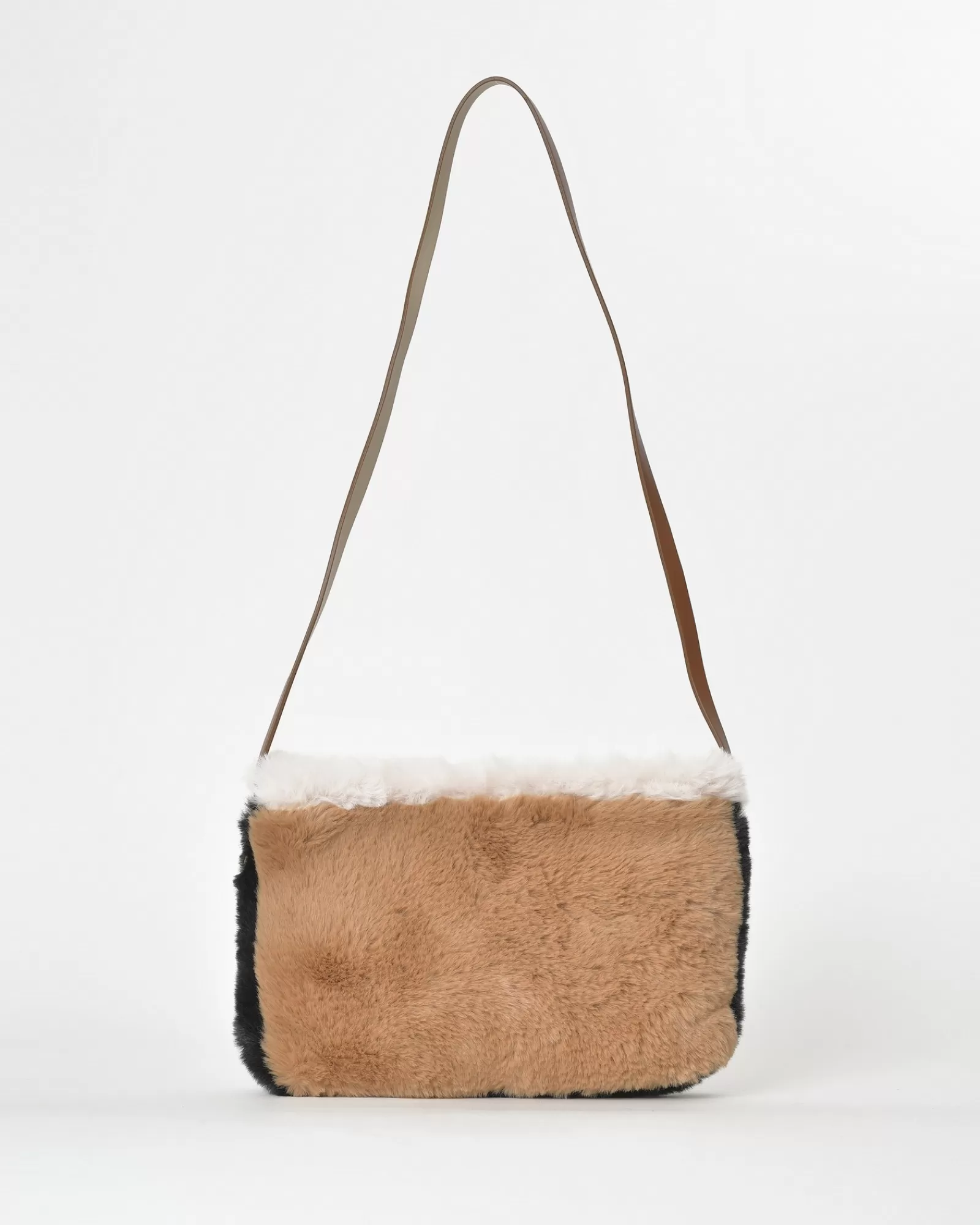La Piscine Paris Sac porté épaule en fourrure synthétique Anita Bilardi Camel Best