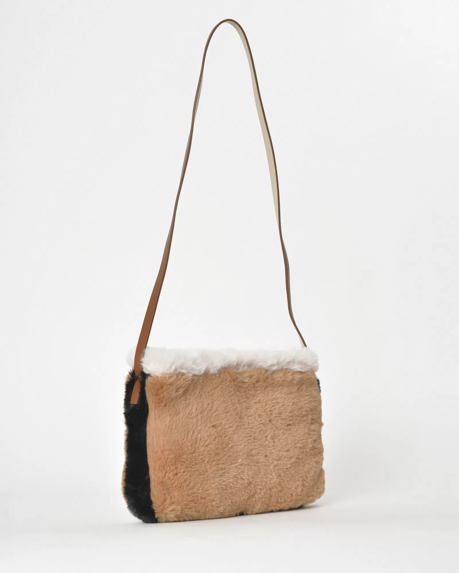 La Piscine Paris Sac porté épaule en fourrure synthétique Anita Bilardi Camel Best
