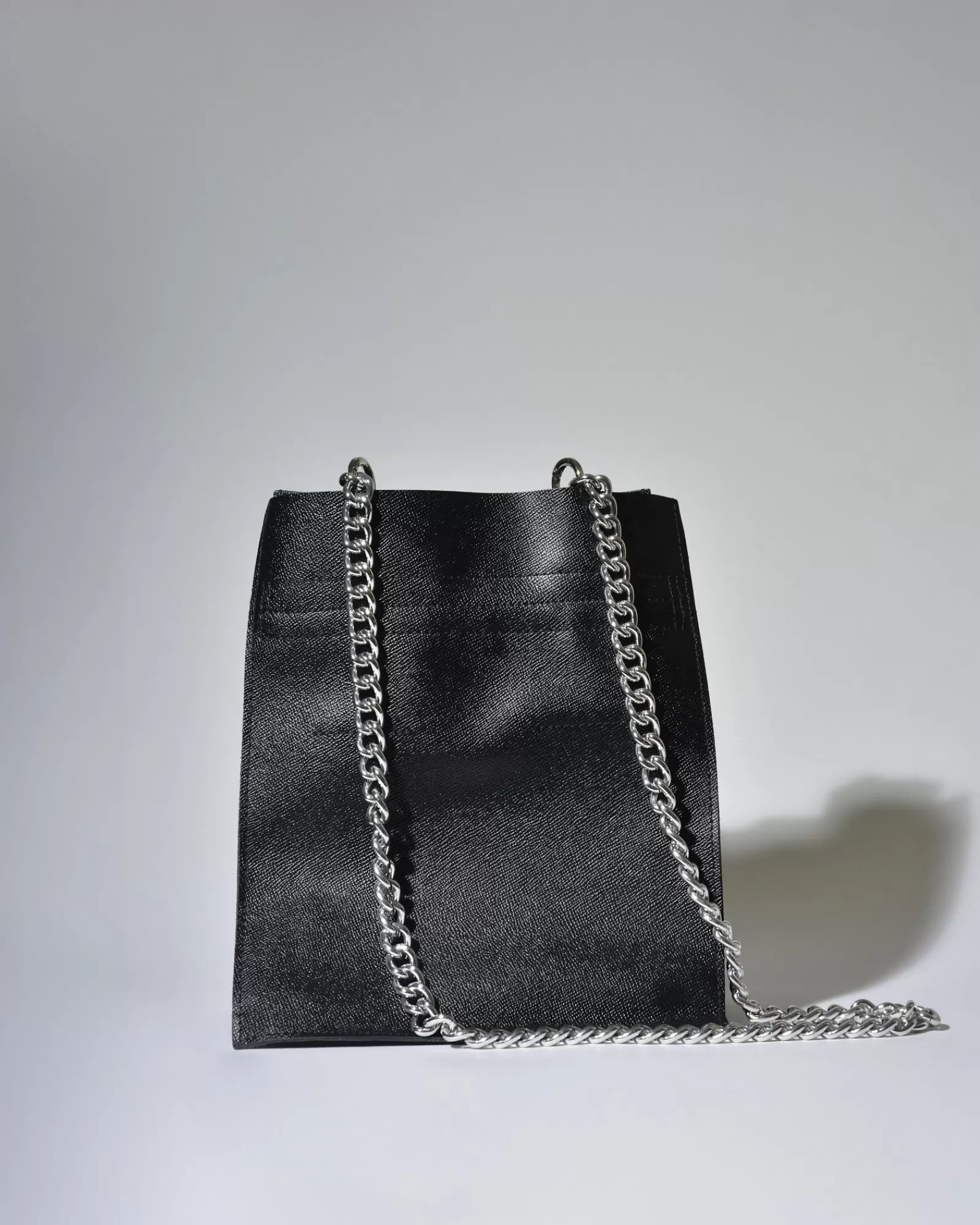La Piscine Paris Sac sceau en cuir grainé avec chaîne argenté Falorni Noir Best