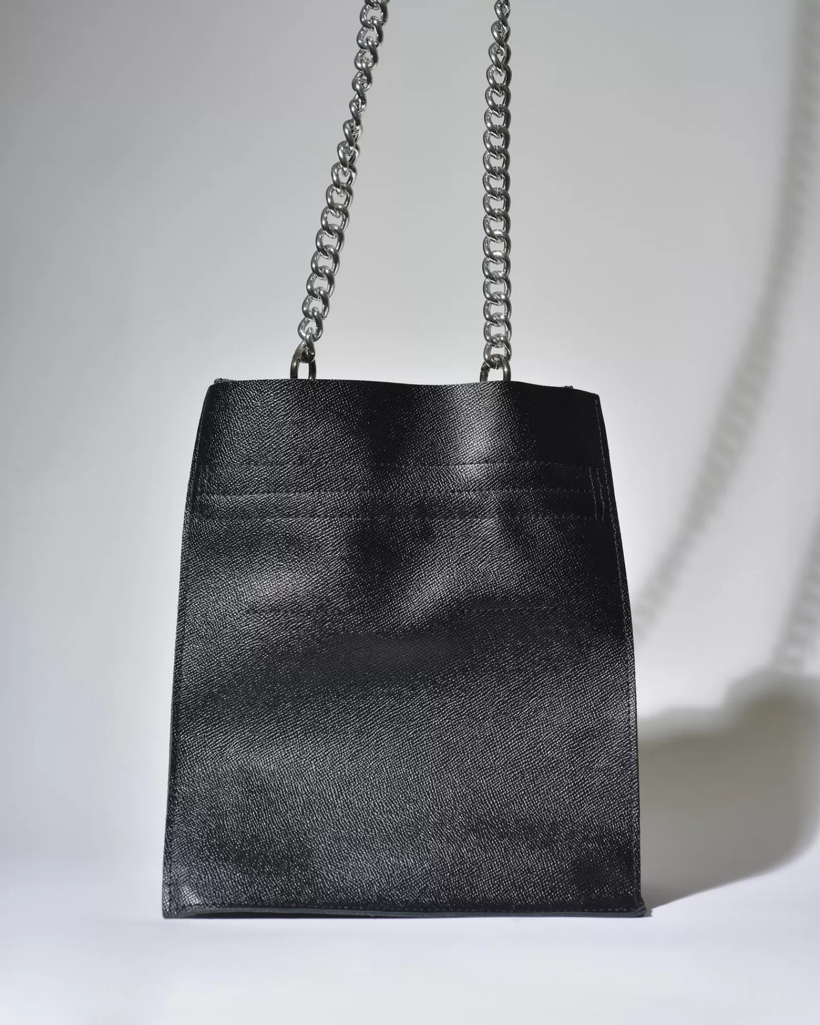 La Piscine Paris Sac sceau en cuir grainé avec chaîne argenté Falorni Noir Best