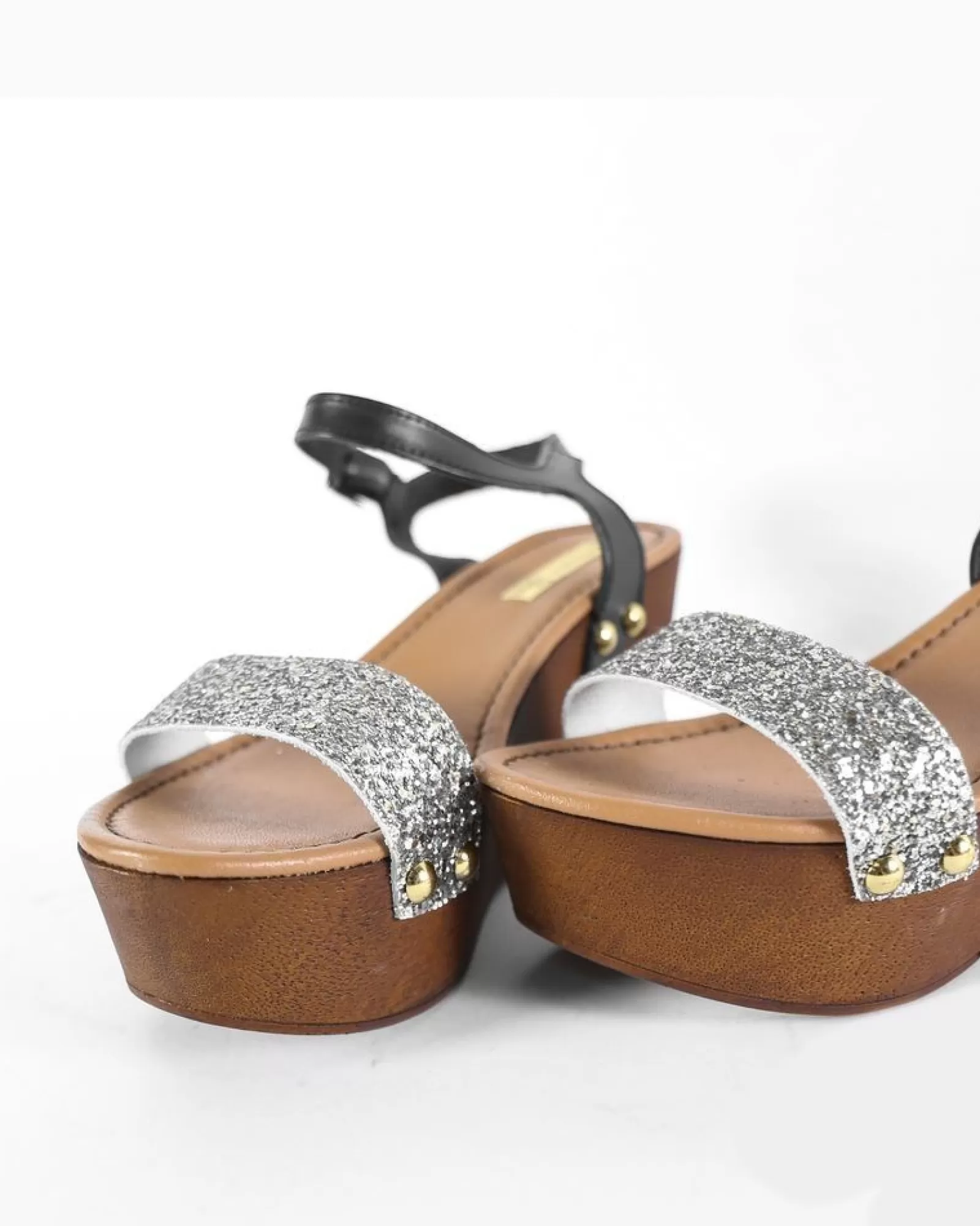 La Piscine Paris Sandales à talon compensé pailleté Tosca Blu Marron Cheap