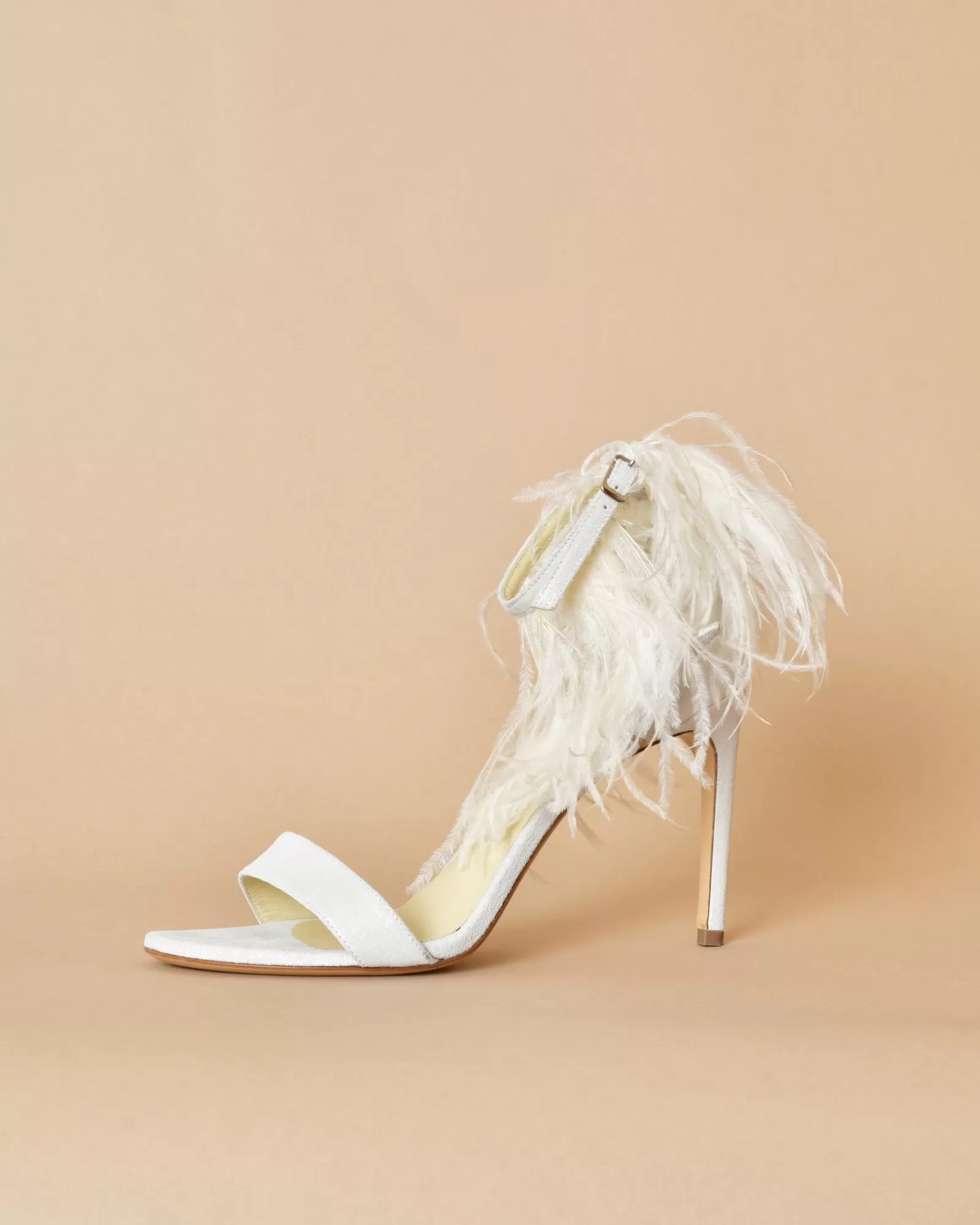 La Piscine Paris Sandales à talons avec lanières à plumes Lorena Antoniazzi Blanc Store