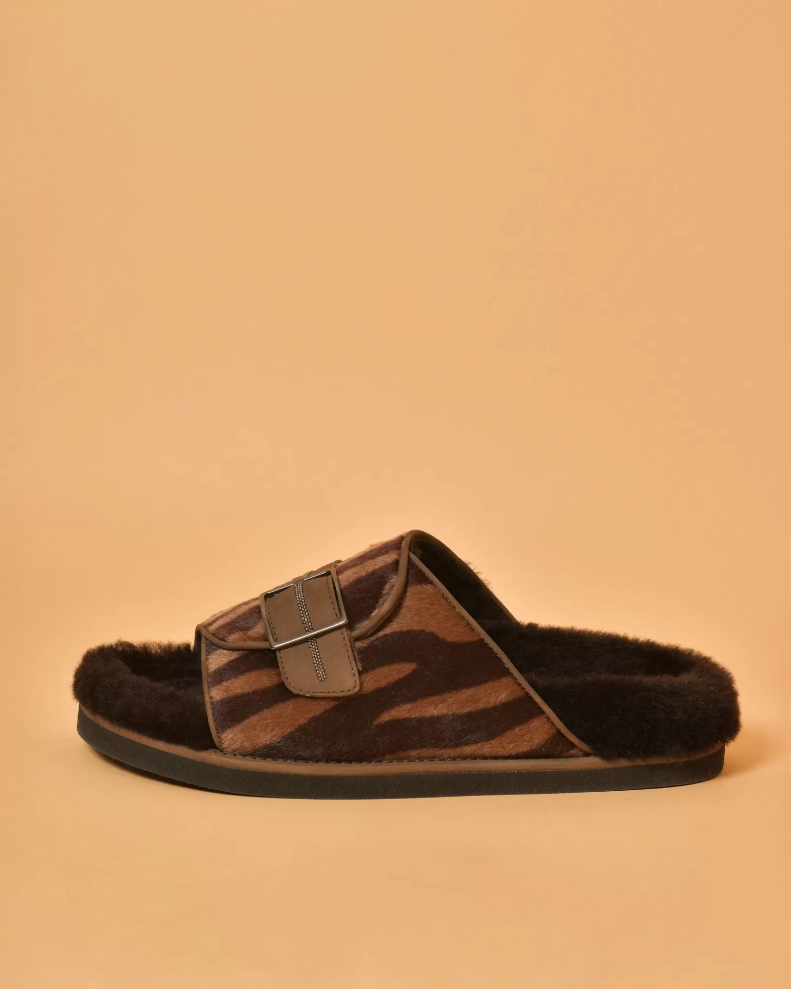 La Piscine Paris Sandales en daim doublées de peau lainée Peserico Marron Shop