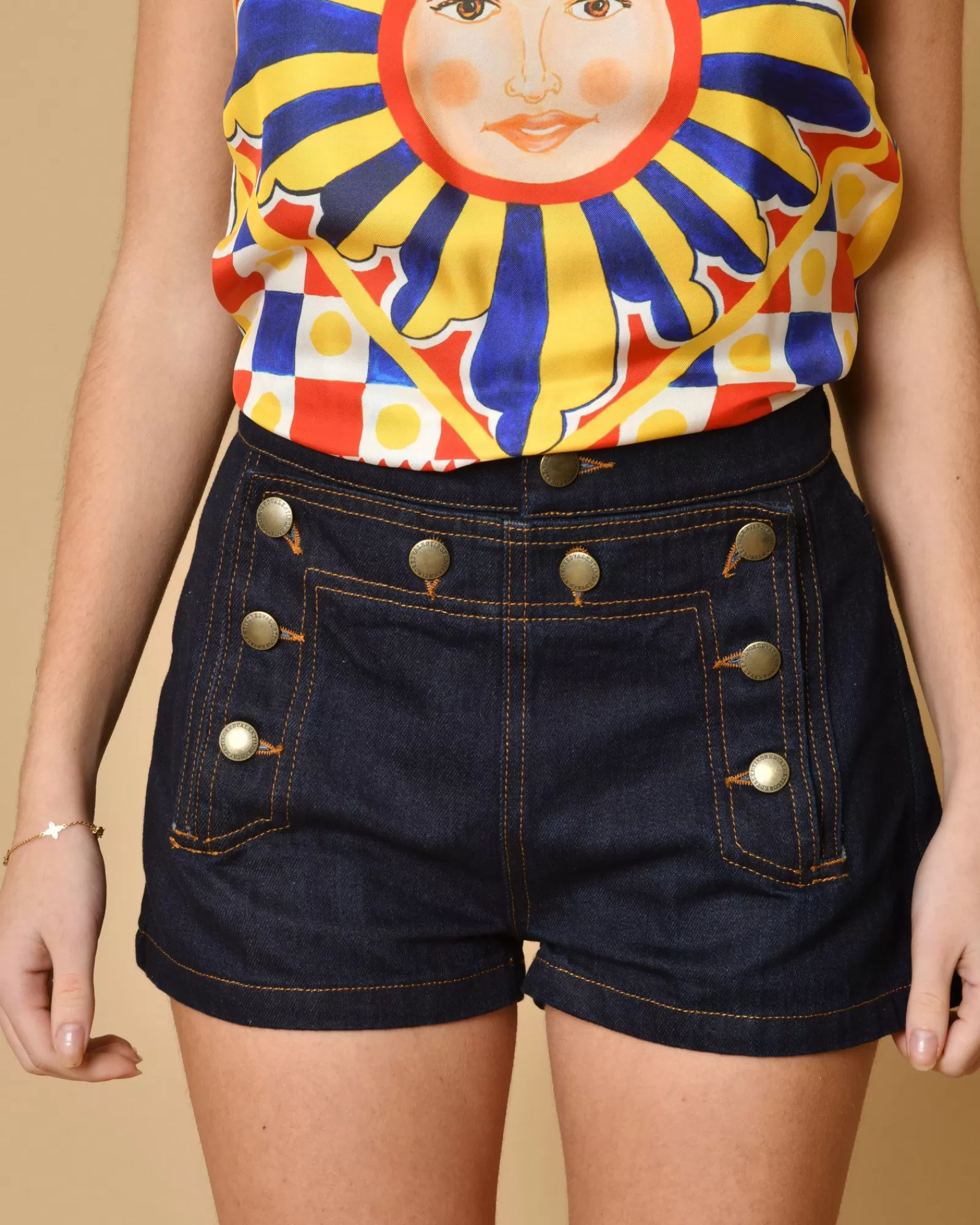 La Piscine Paris Short en jean à boutons Red Valentino Bleu New