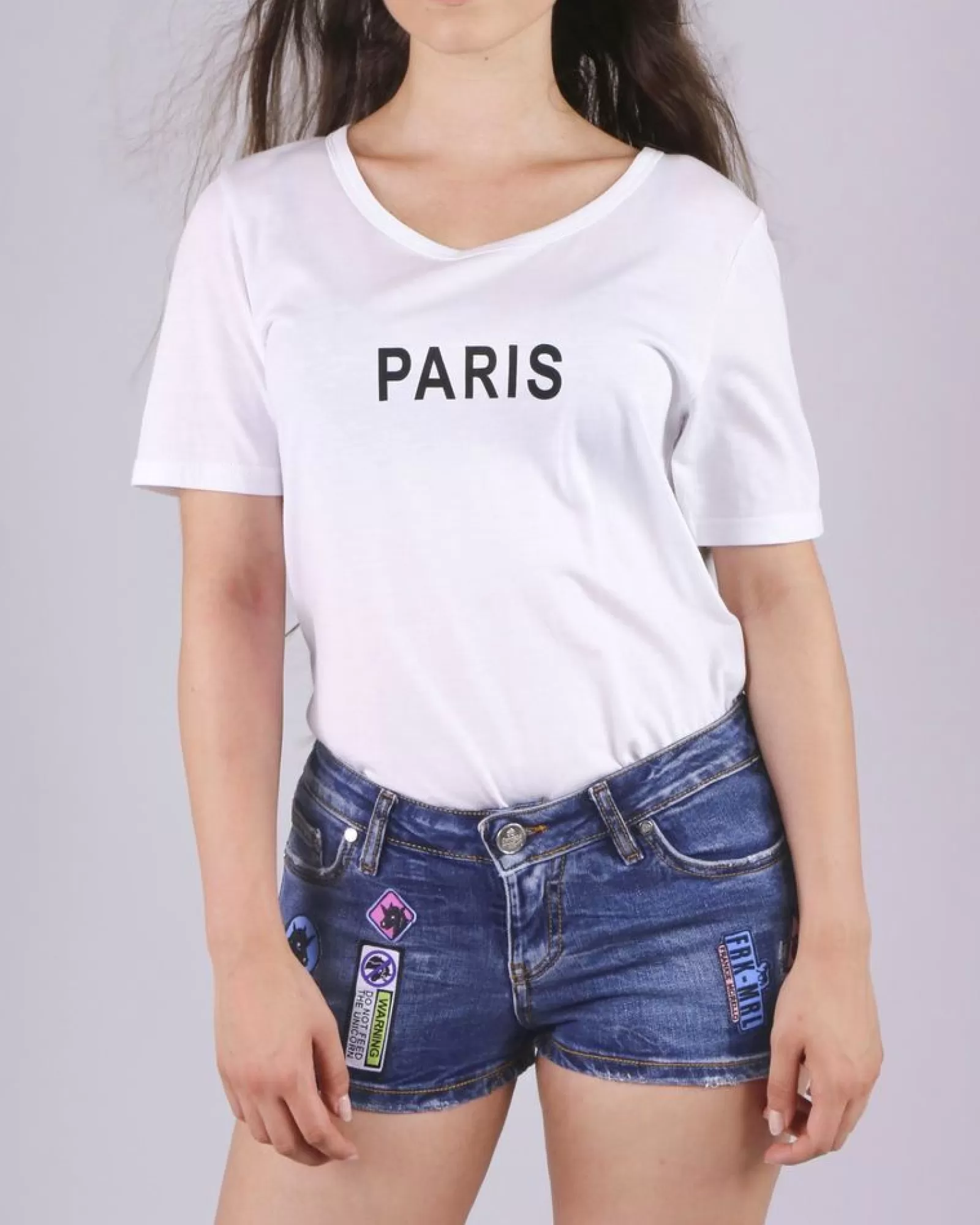 La Piscine Paris Short en jean à patchs Frankie Morello Bleu Clearance