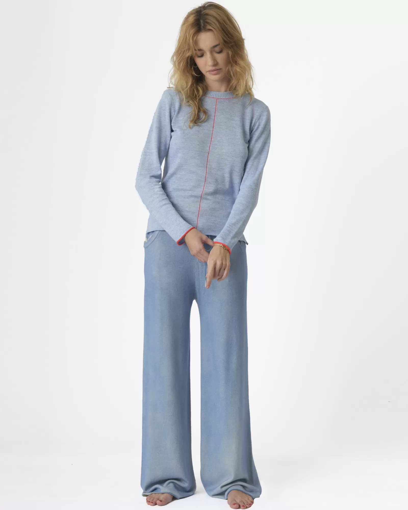 La Piscine Paris Sous pull en coton Manostorti Bleu Flash Sale