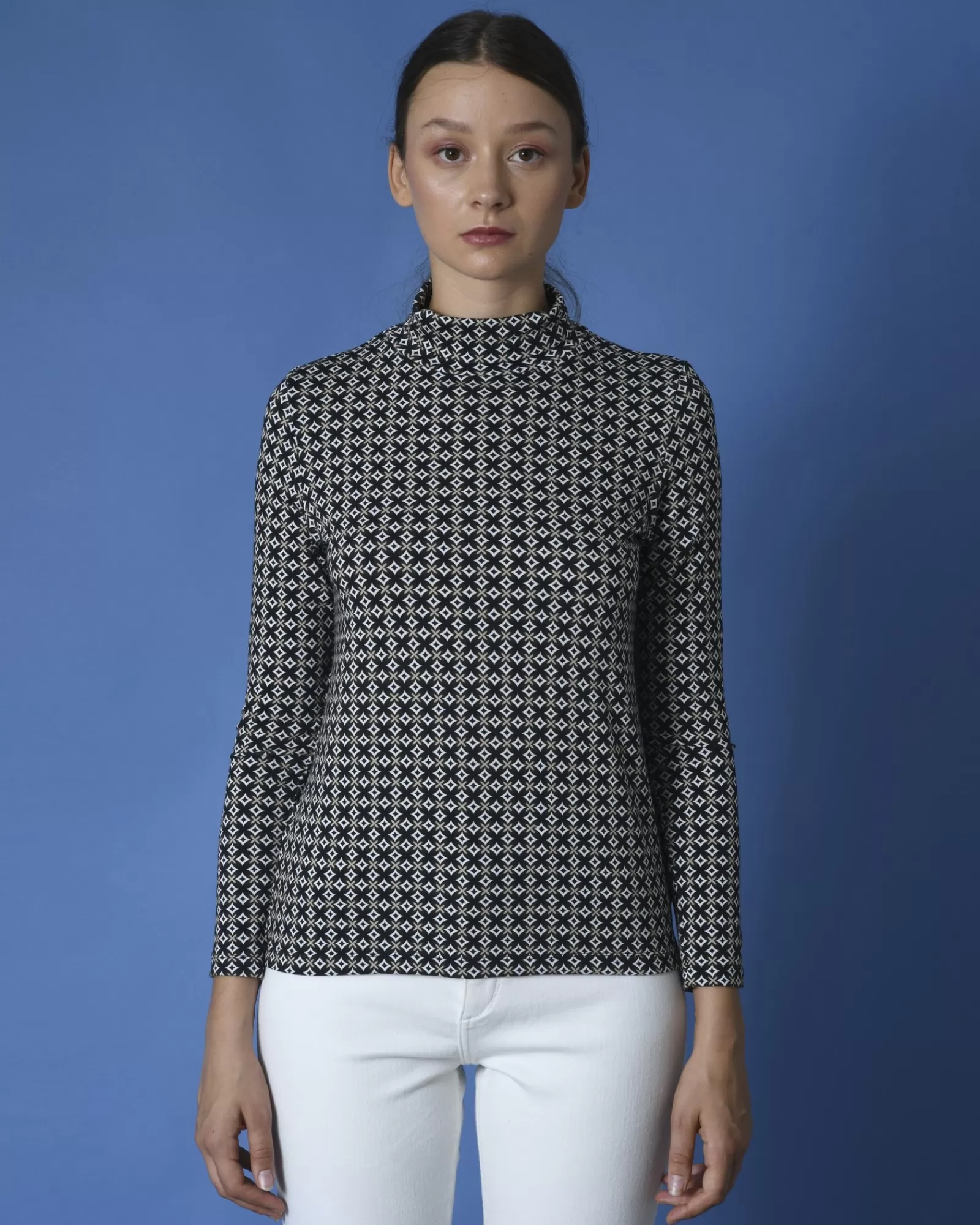 La Piscine Paris Sous-pull col roulé à motifs Whyci Milano Noir New