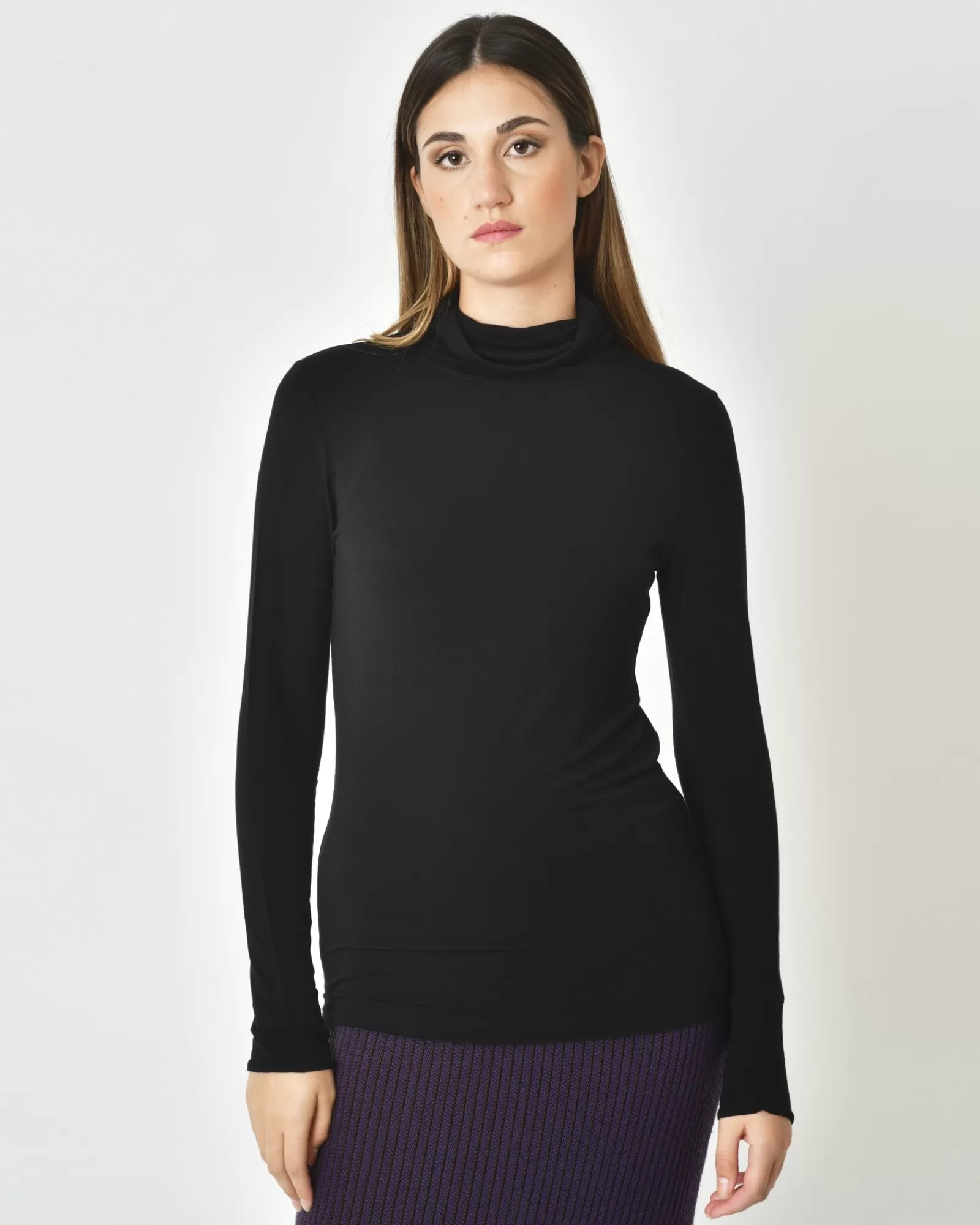 La Piscine Paris Sous-pull en viscose mélangé à col roulé Malloni Noir Outlet