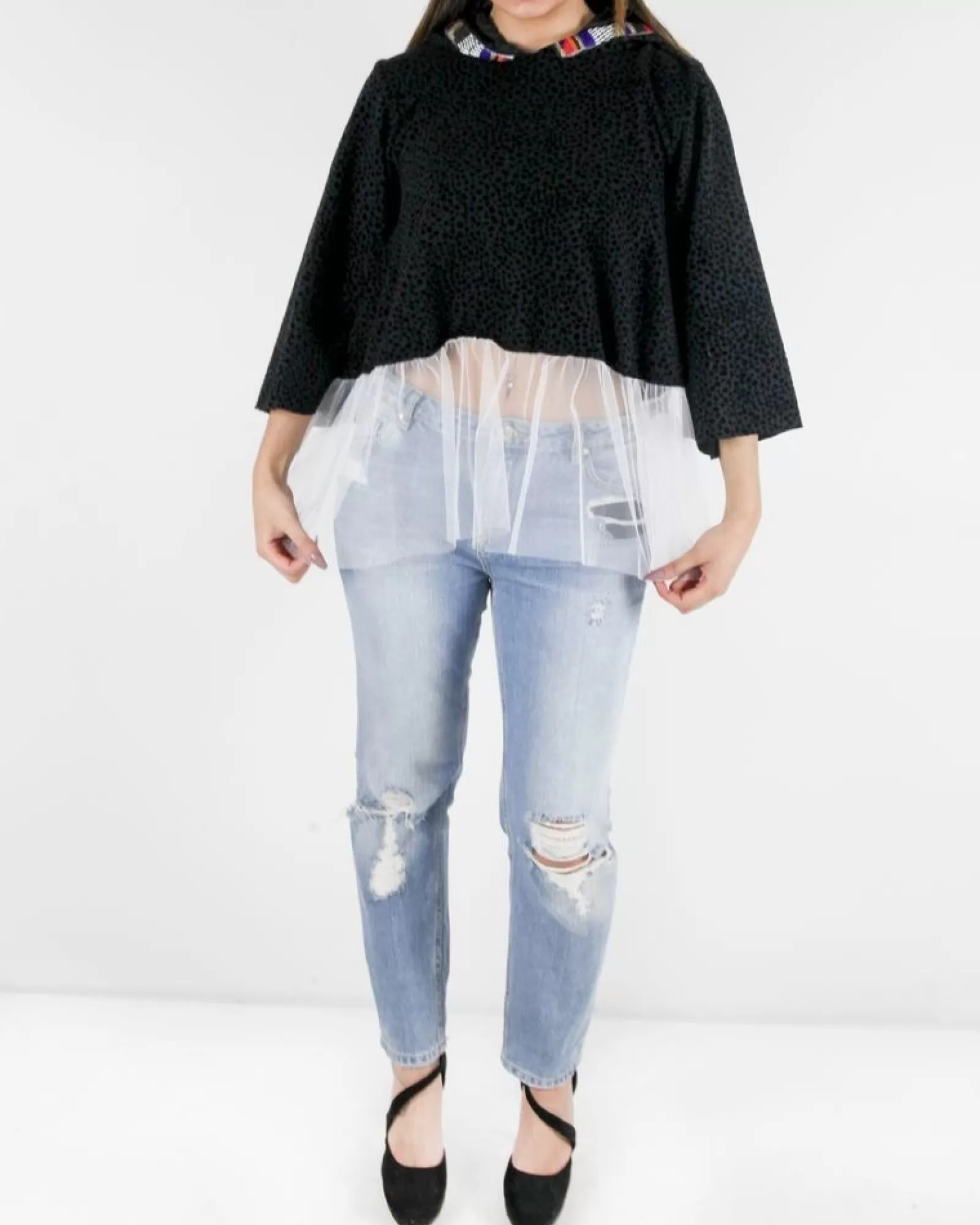 La Piscine Paris Sweat à motifs velours s et capuche perlée Jijil Noir Best