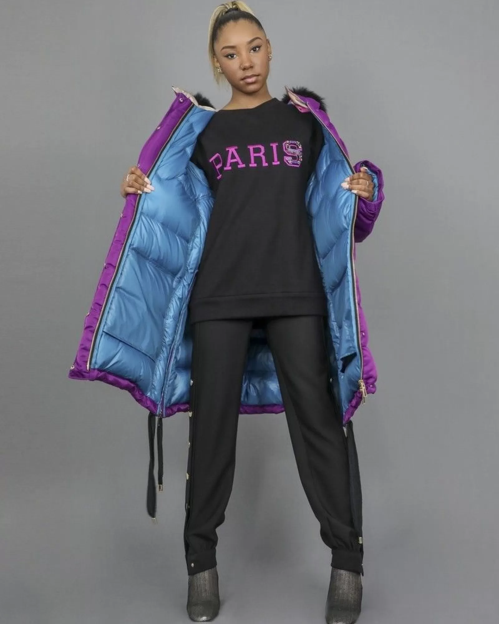 La Piscine Paris Sweat en coton appliqué Isabelle Blanche Noir Sale