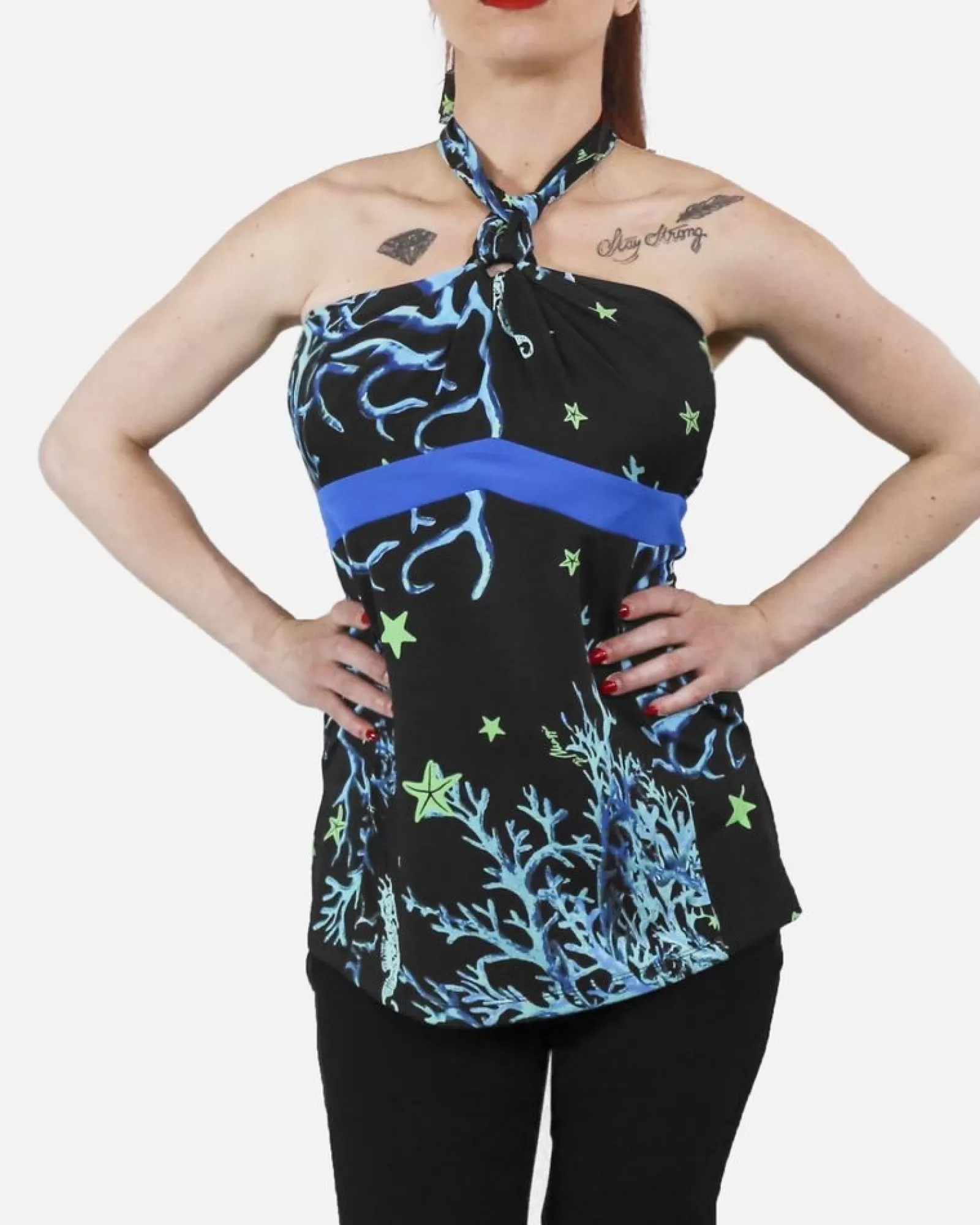La Piscine Paris Top à imprimé corail Maria Grazia Severi Noir Sale