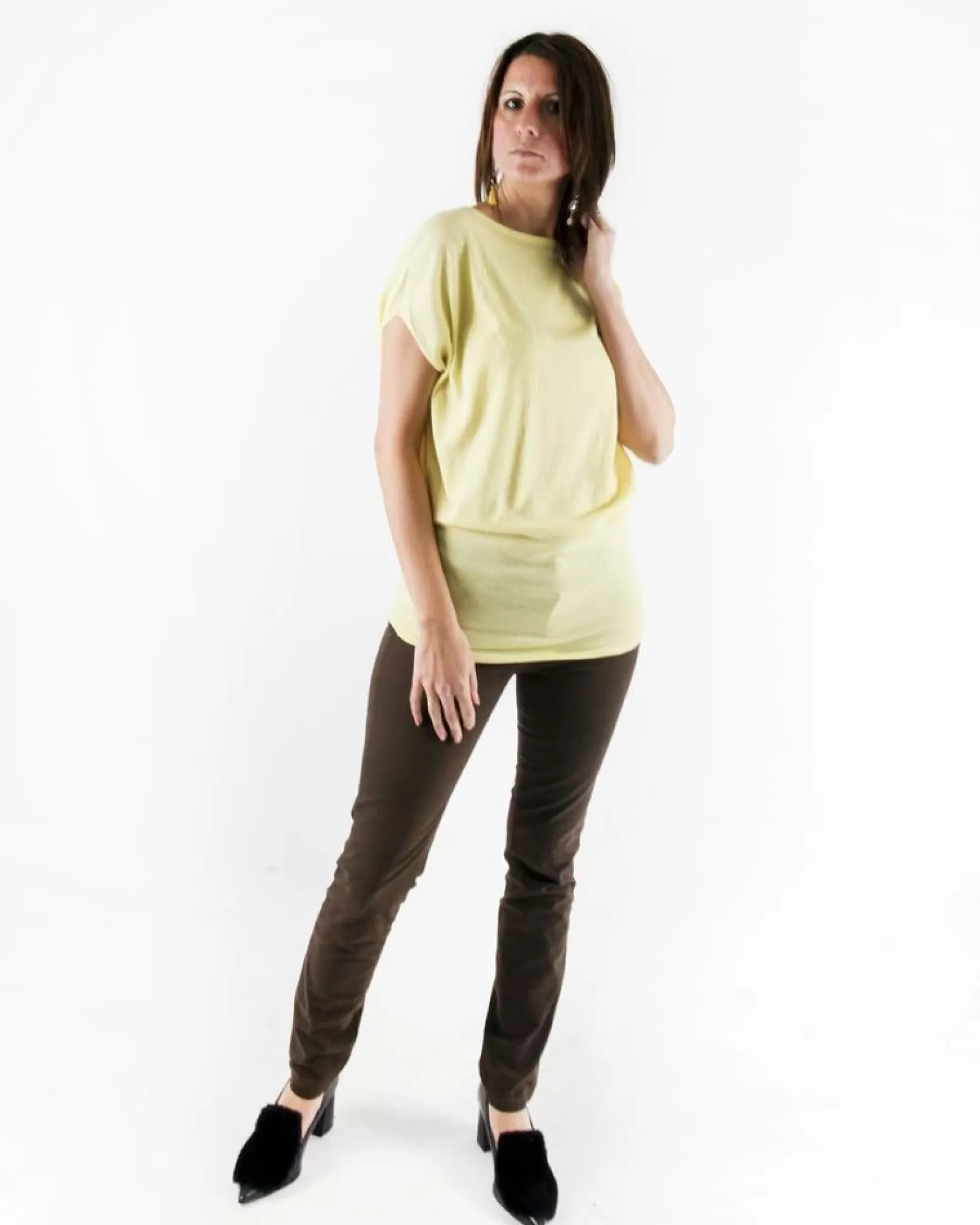 La Piscine Paris Top chauve souris en maille fine She's So Jaune Fashion