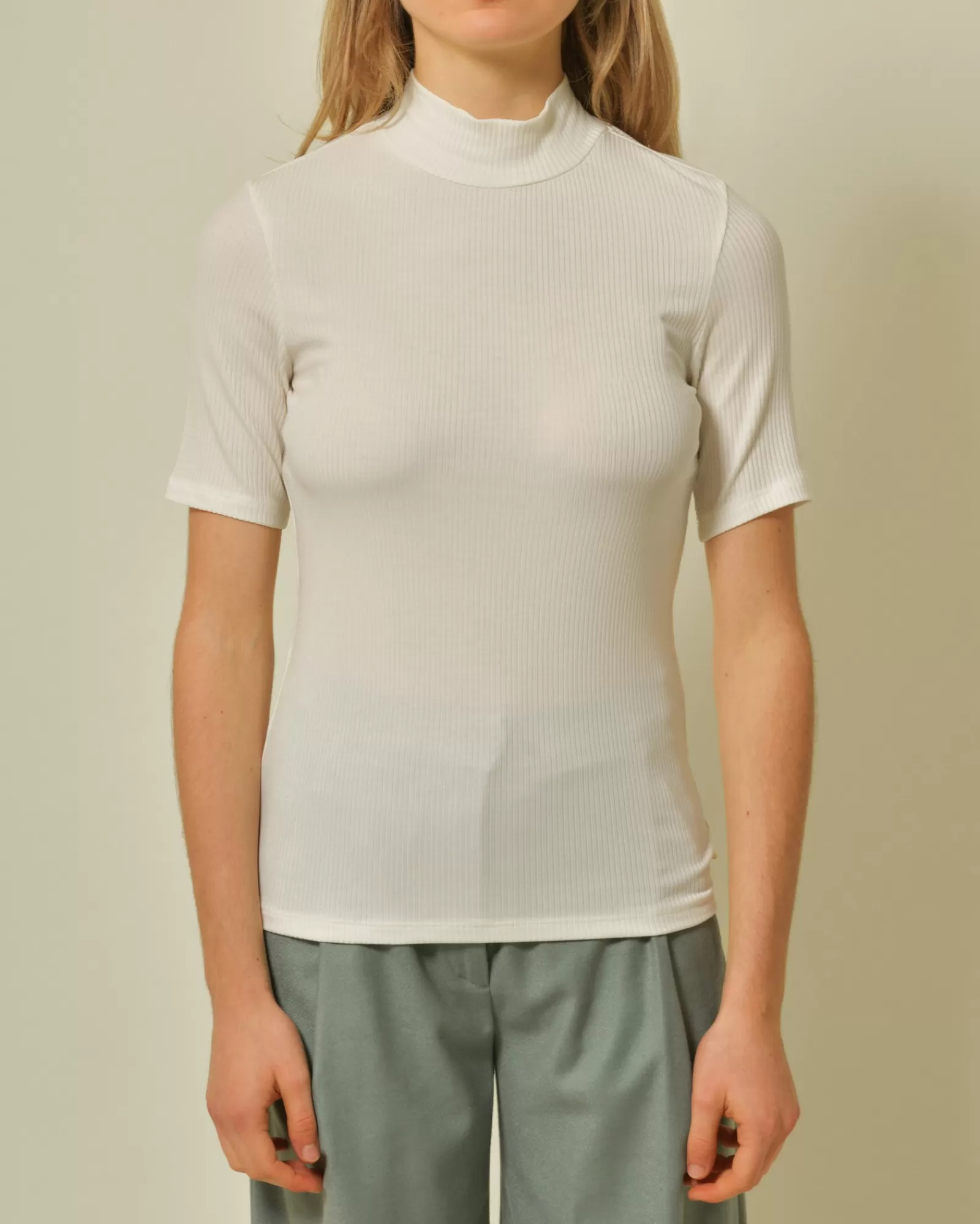 La Piscine Paris Top côtelé stretch Scotch & Soda Beige Best Sale