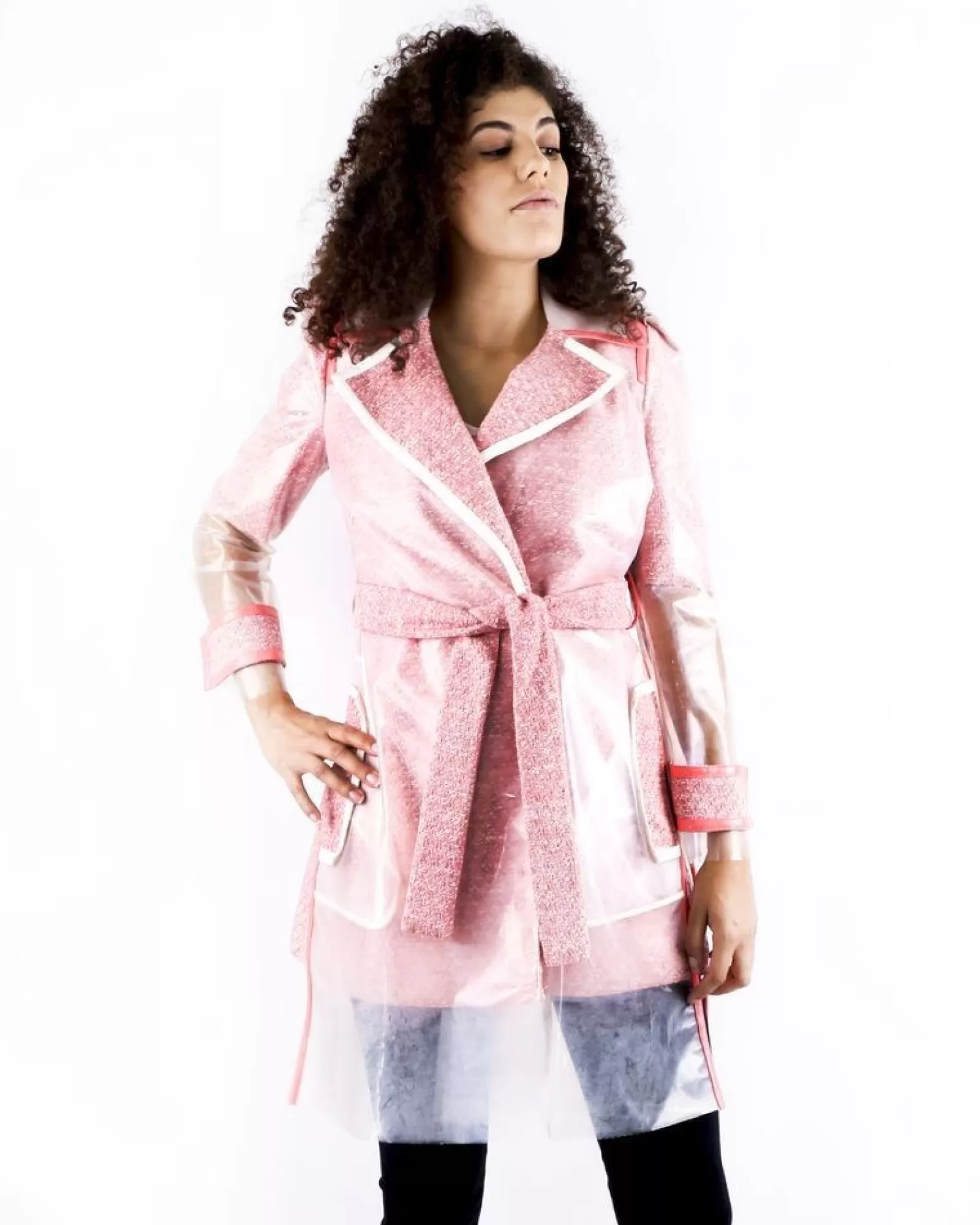 La Piscine Paris Trench coat bi matière saumon Elisabetta Franchi Rose Sale