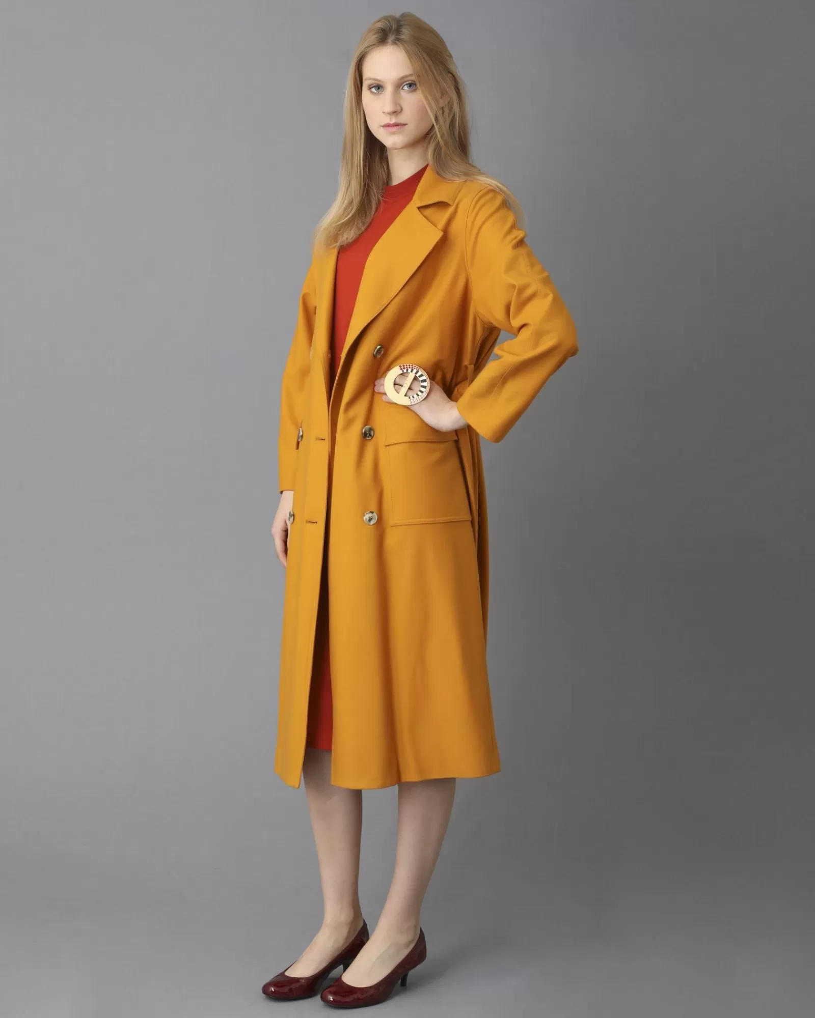 La Piscine Paris Trench coat en laine moutarde Momoni Jaune Fashion