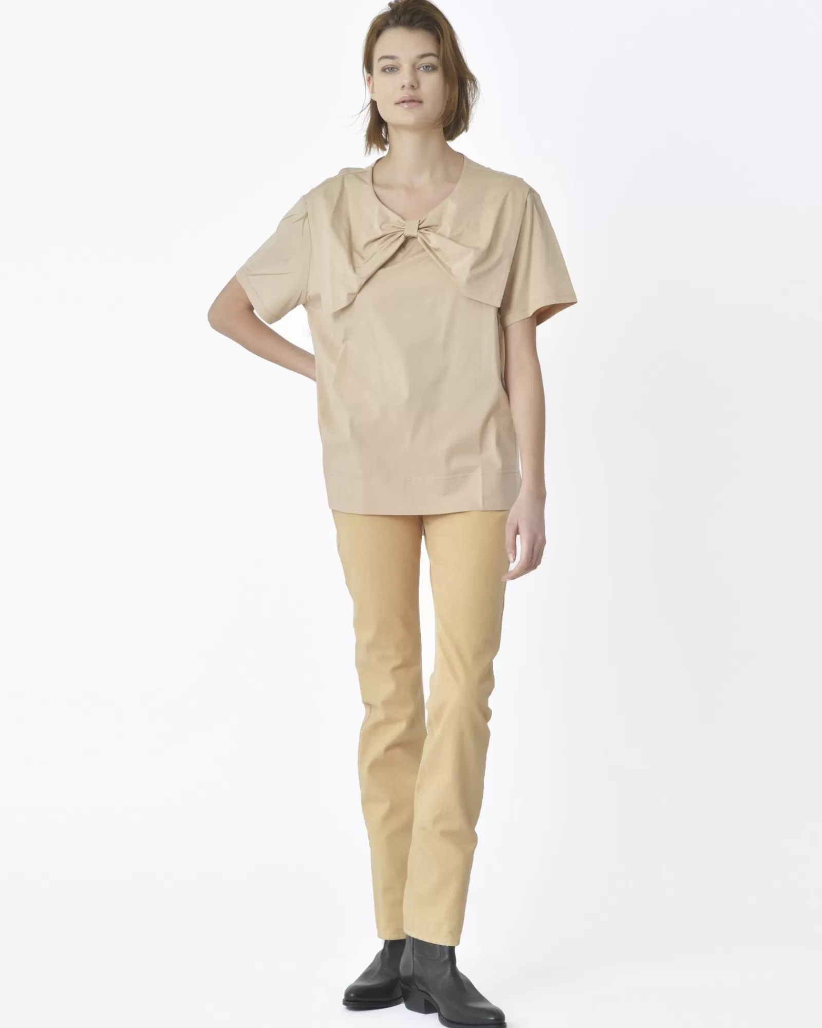 La Piscine Paris T-shirt col bateau à nœuds Edward Achour Beige Outlet