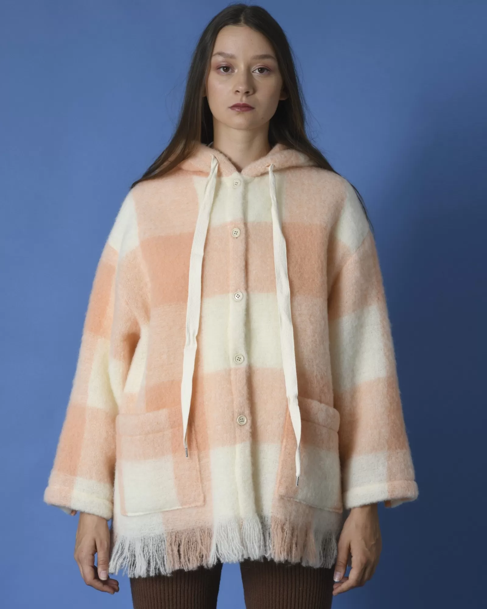 La Piscine Paris Veste à carreaux en laine AVN Rose Discount