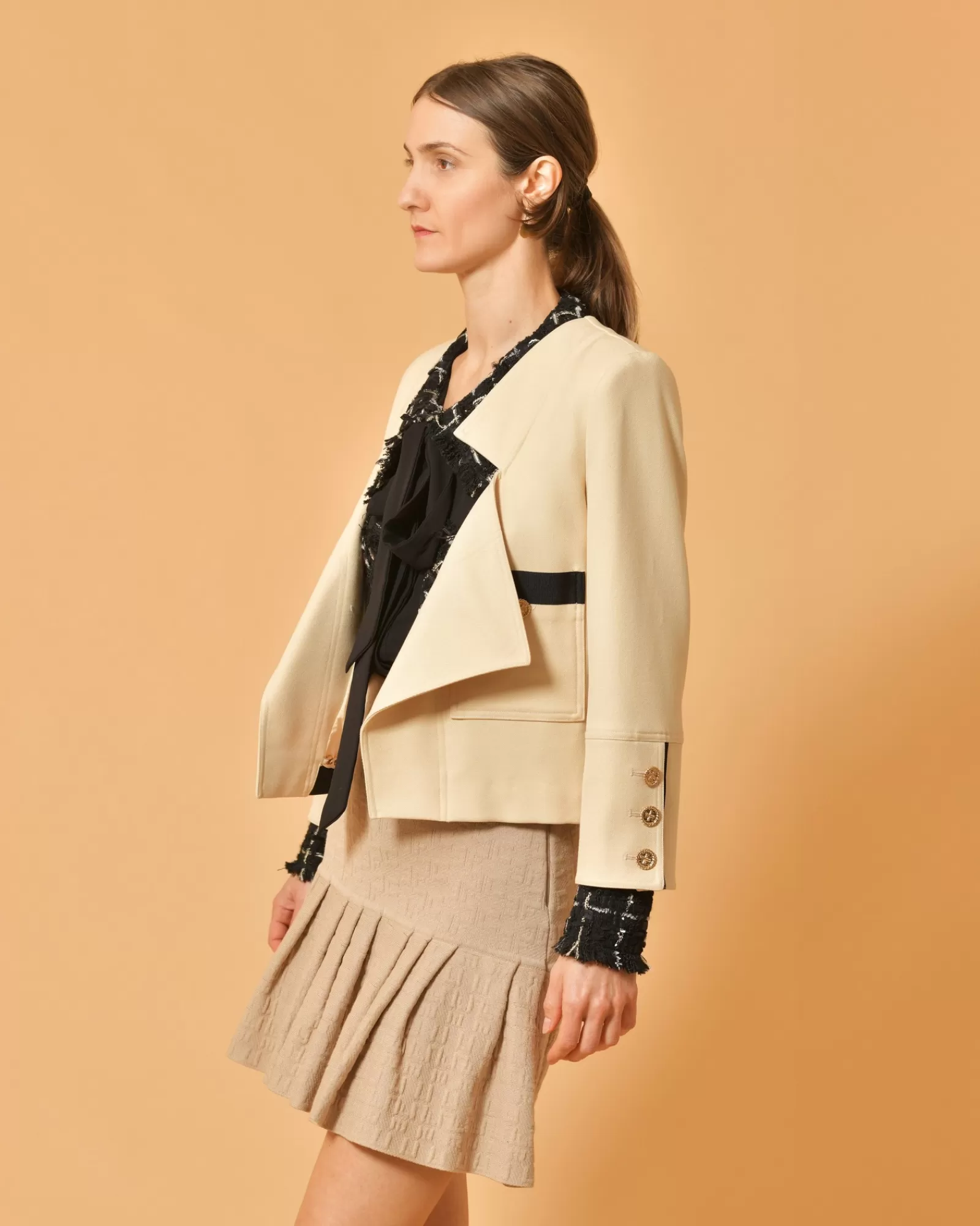 La Piscine Paris Veste à col asymétrique Edward Achour Beige Cheap