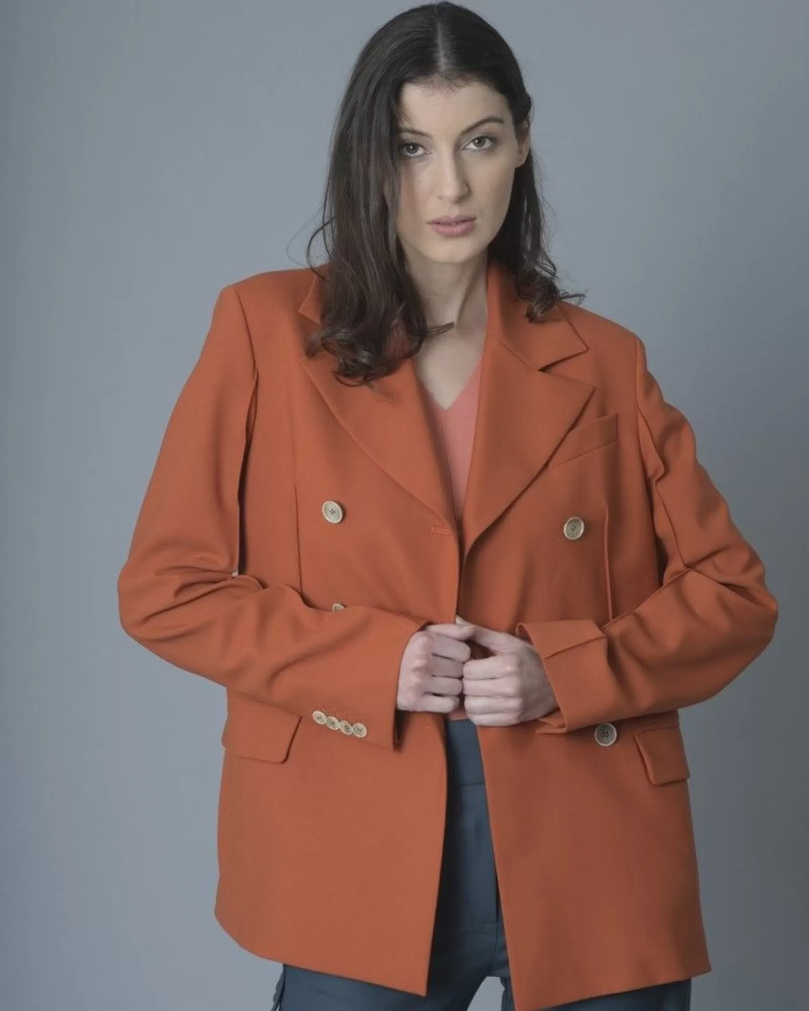 La Piscine Paris Veste à double boutonnage en laine mélangée Eleventy Orange Best Sale