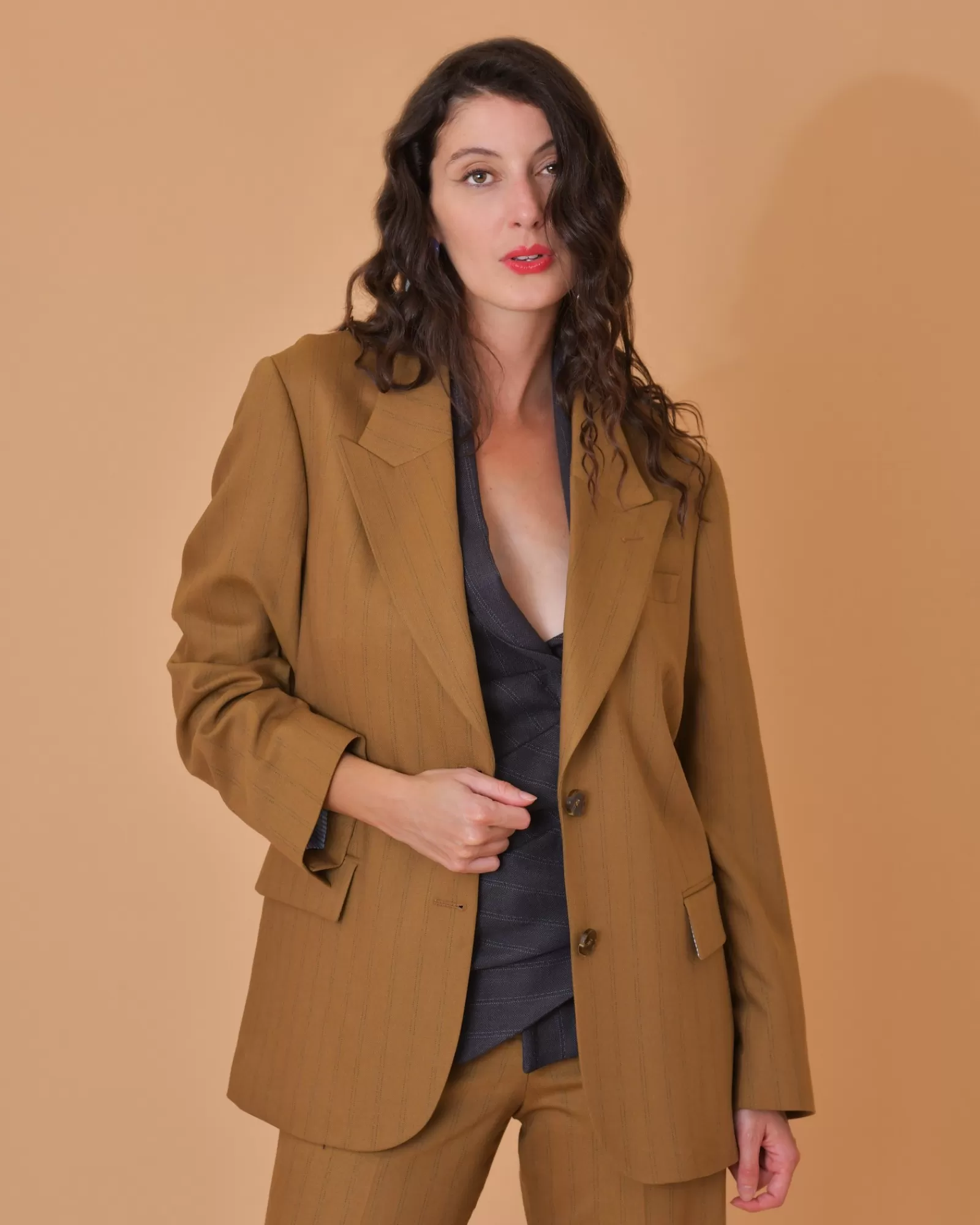 La Piscine Paris Veste à rayures en laine vierge mélangée Chloé Stora Marron Cheap
