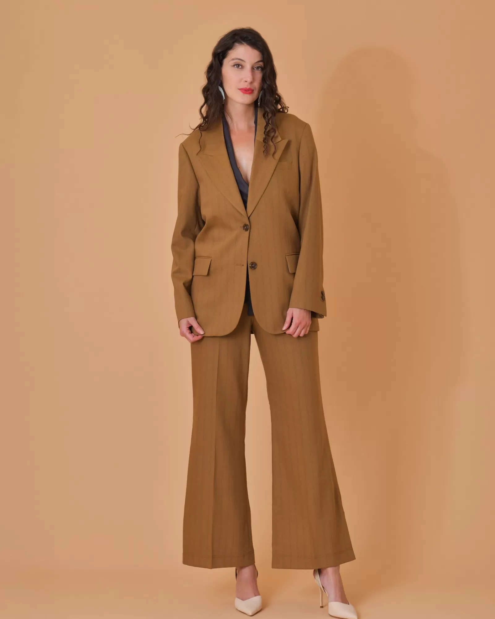 La Piscine Paris Veste à rayures en laine vierge mélangée Chloé Stora Marron Cheap