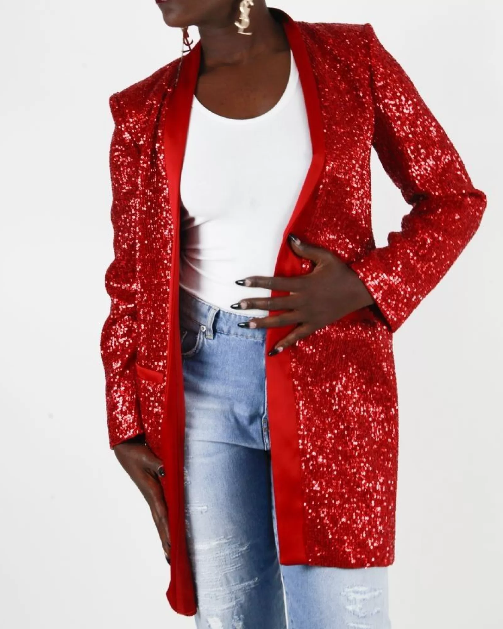 La Piscine Paris Veste à sequins Space Simona Corsellini Rouge New