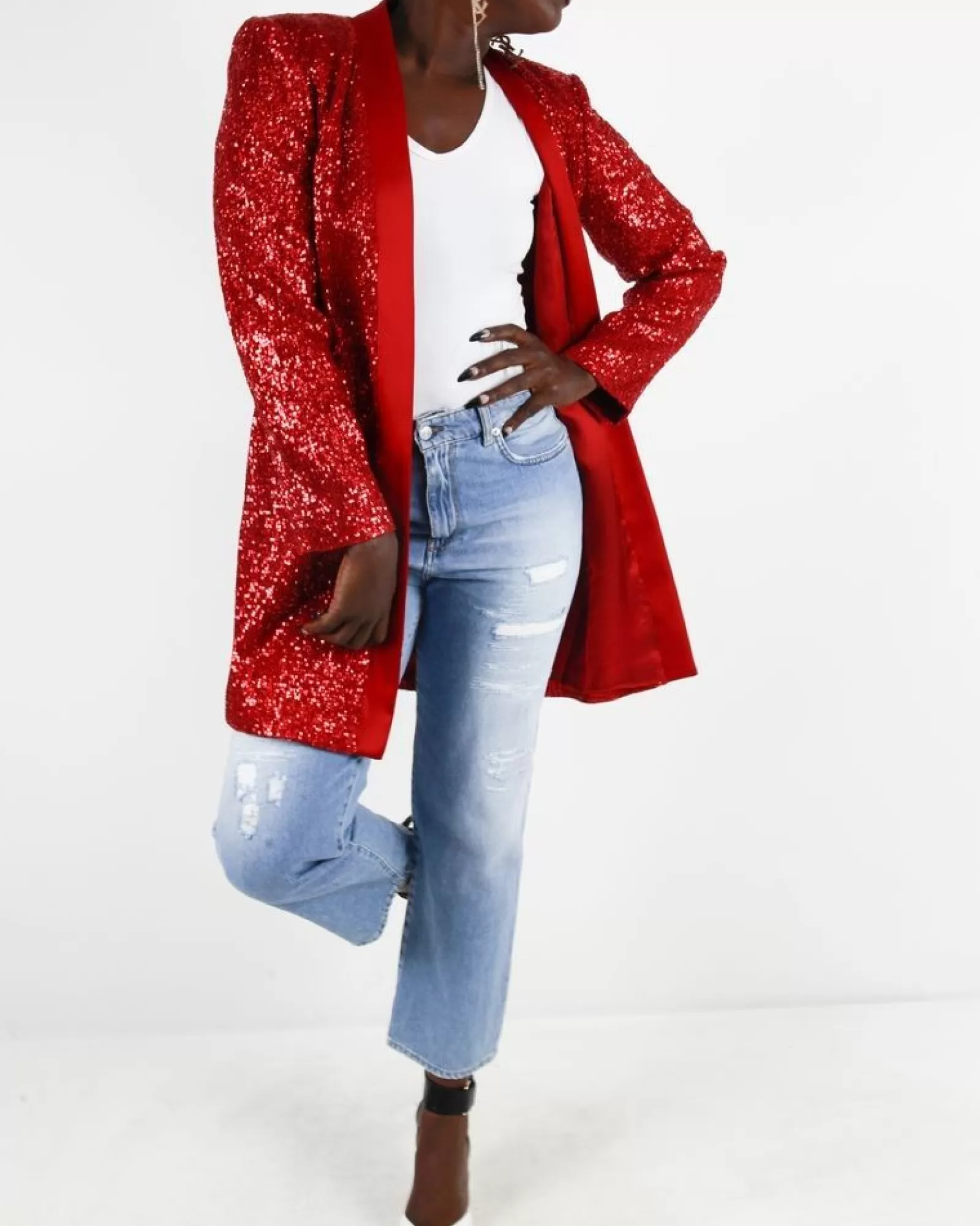 La Piscine Paris Veste à sequins Space Simona Corsellini Rouge New