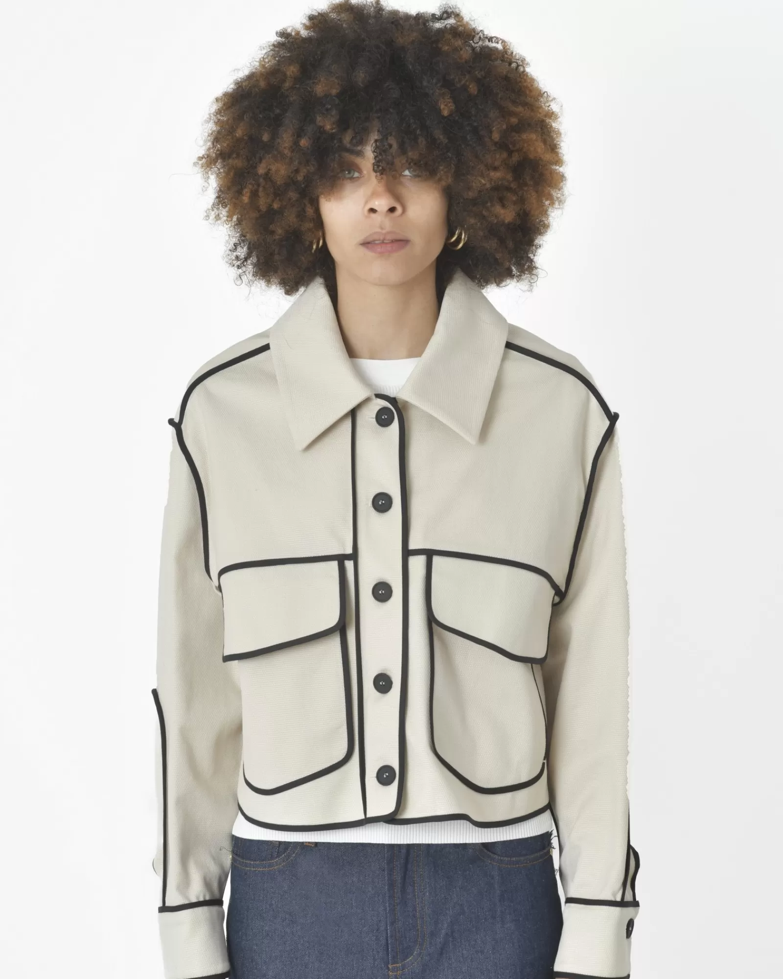 La Piscine Paris Veste bord noir T_Coat Beige Clearance