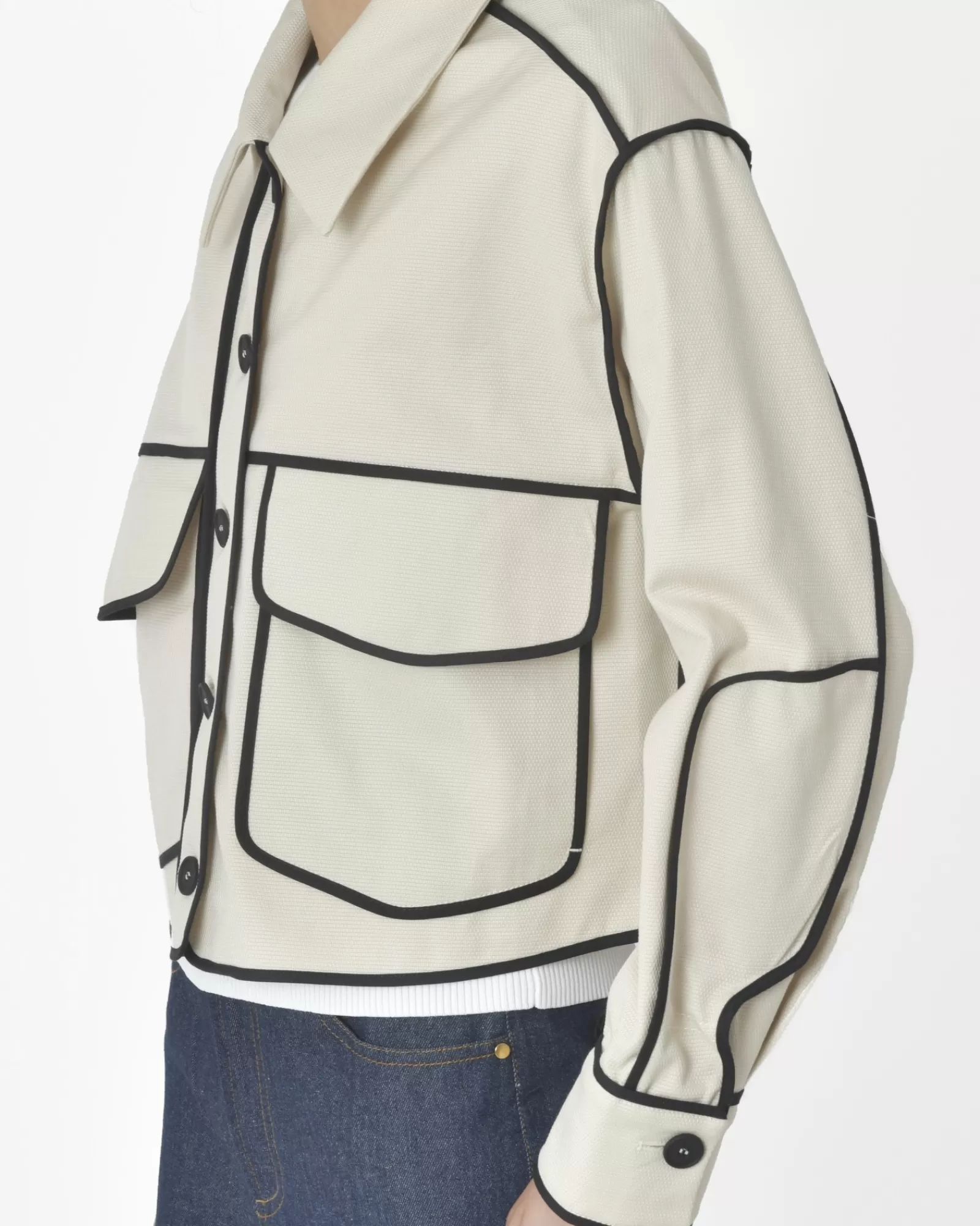 La Piscine Paris Veste bord noir T_Coat Beige Clearance