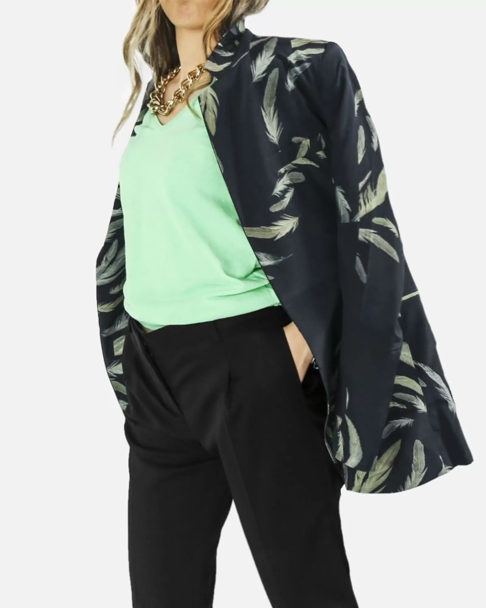 La Piscine Paris Veste blazer en crêpe e à imprimé plume Vandervorst Noir Store