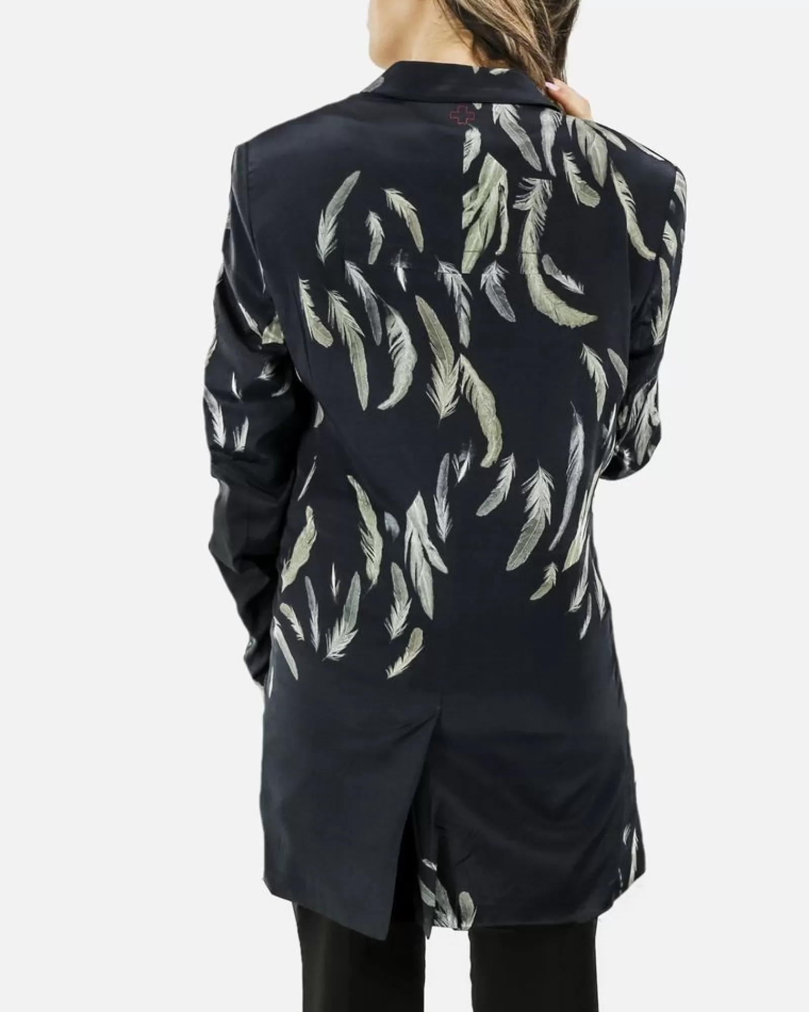 La Piscine Paris Veste blazer en crêpe e à imprimé plume Vandervorst Noir Store