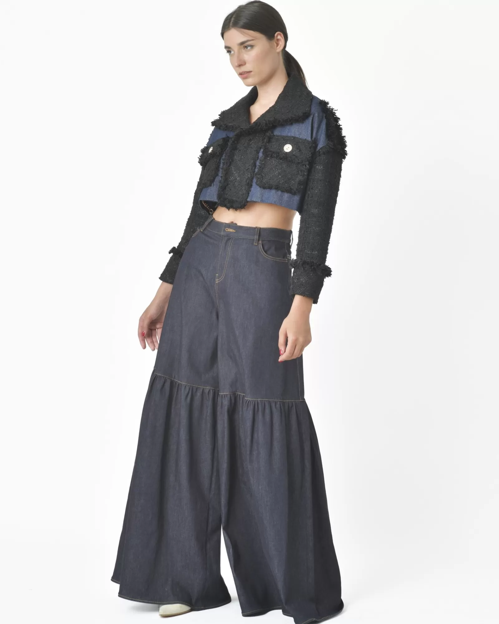 La Piscine Paris Veste courte bi-matière Edward Achour Bleu Outlet