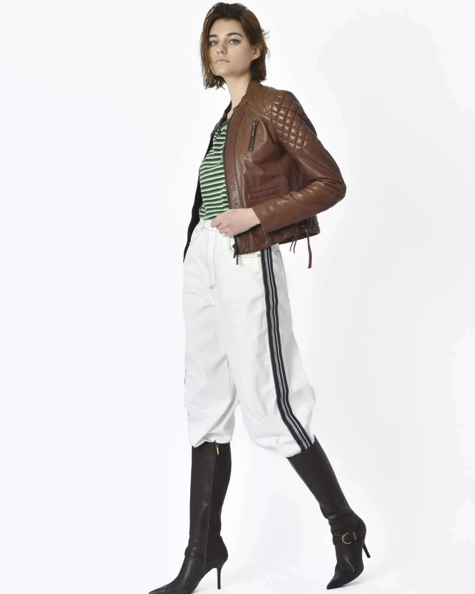 La Piscine Paris Veste cuir Plein Sud Marron Best Sale