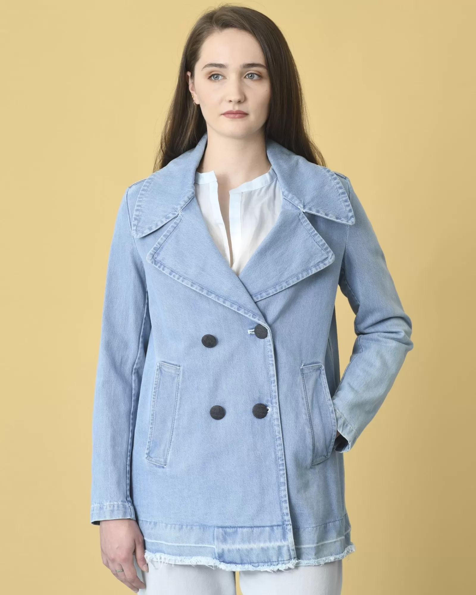 La Piscine Paris Veste en jean évasée Palto Bleu Shop