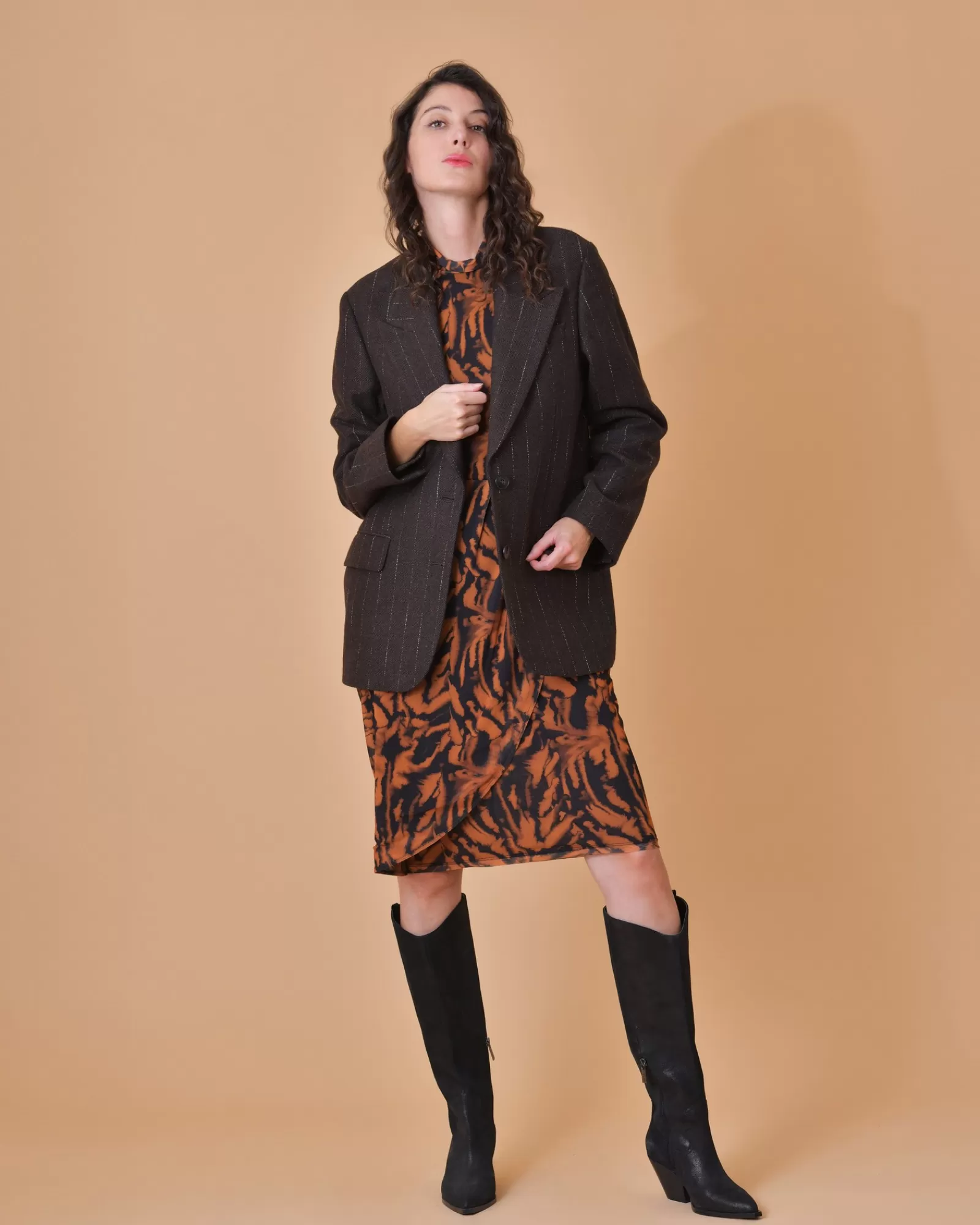 La Piscine Paris Veste en laine mélangée à rayures Chloé Stora Marron Shop