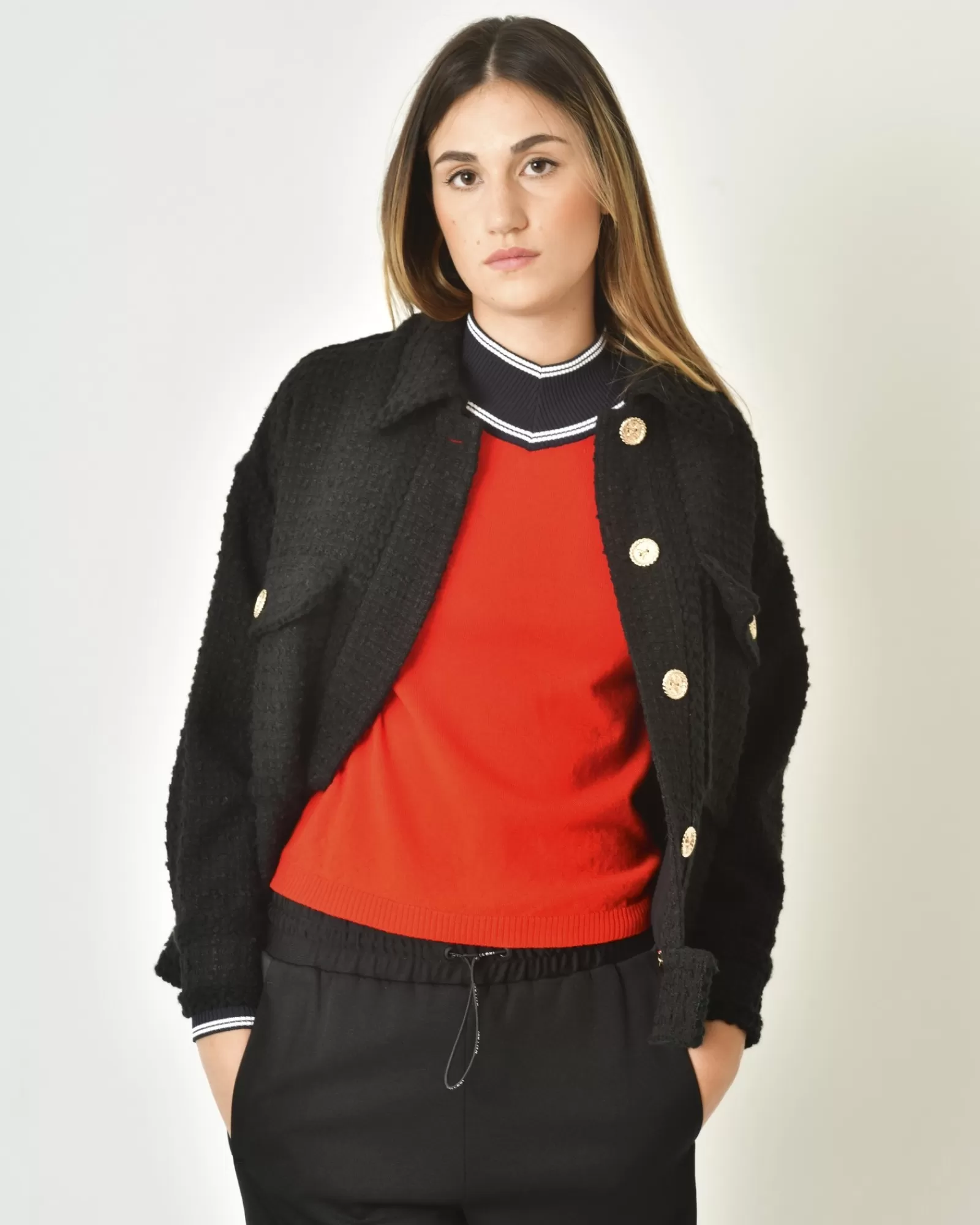 La Piscine Paris Veste en tweed à détails tressés Edward Achour Noir Sale