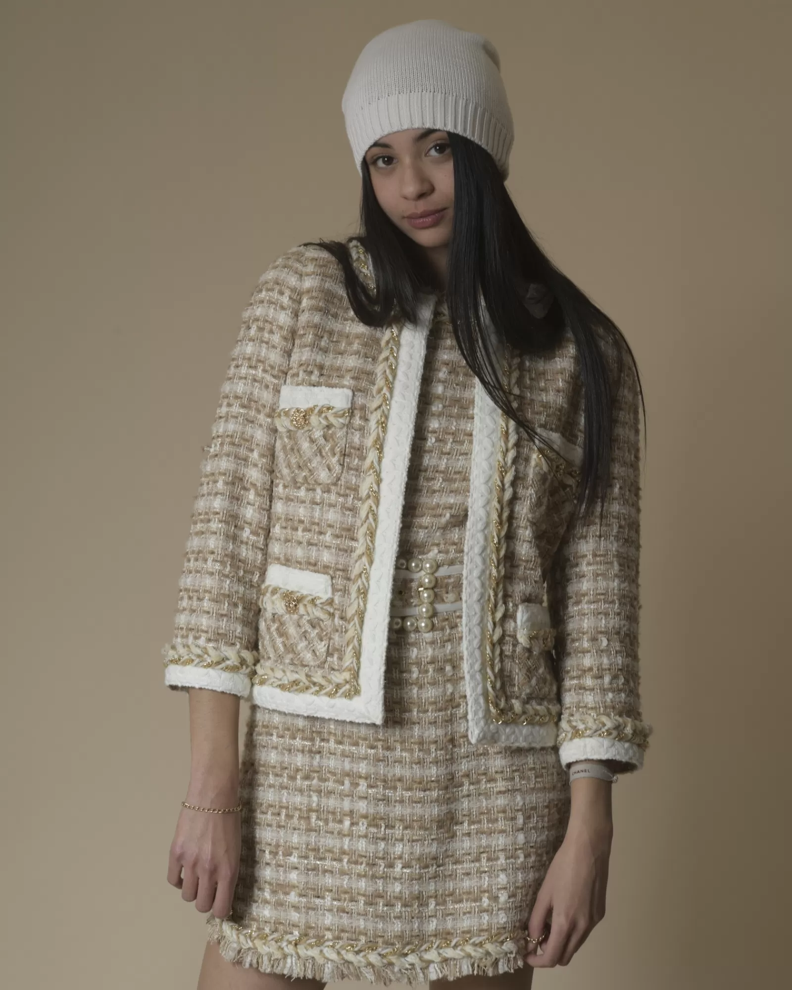 La Piscine Paris Veste en tweed à fils métallisés Edward Achour Beige Outlet