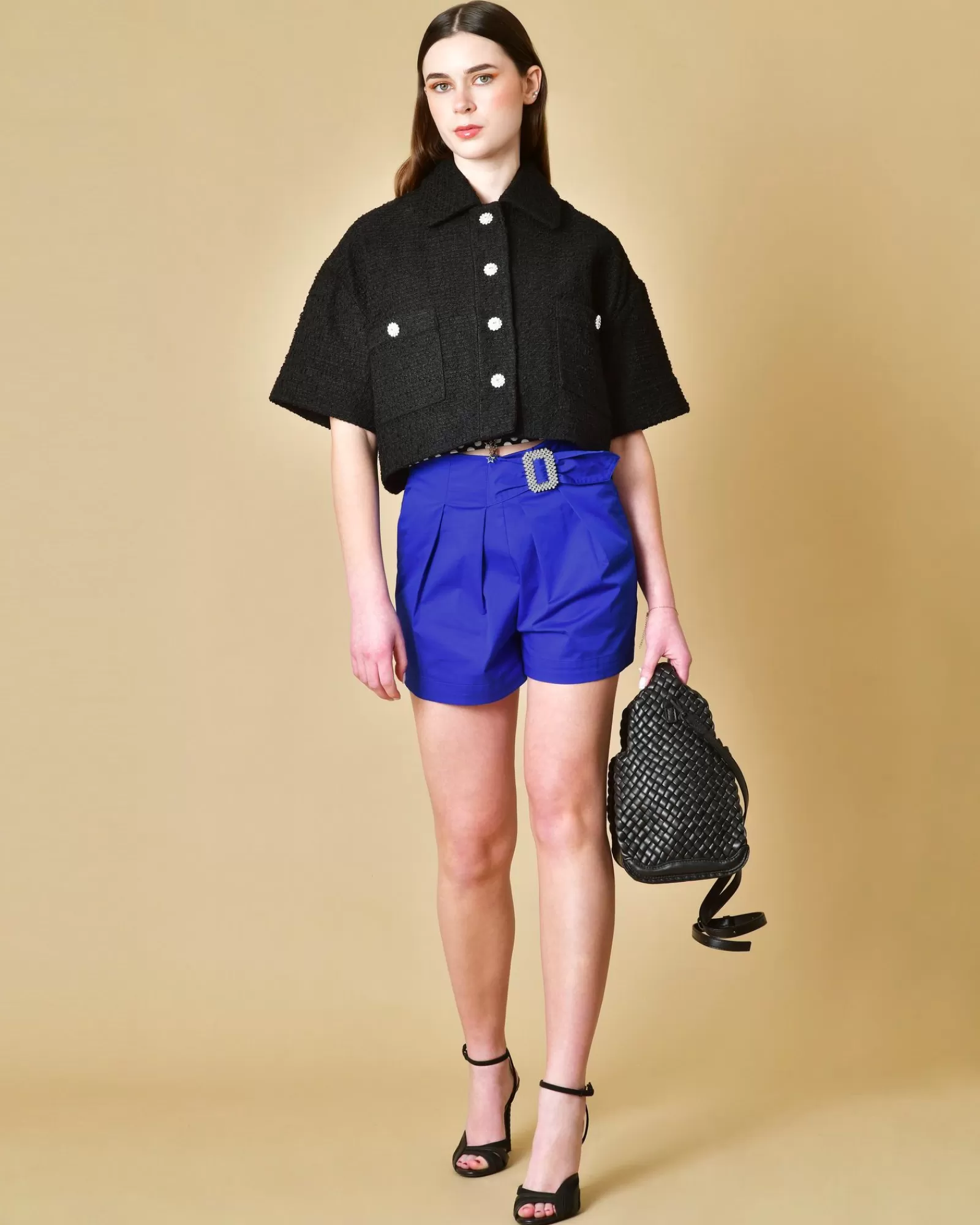 La Piscine Paris Veste en tweed avec boutons en strass Edward Achour Noir Cheap