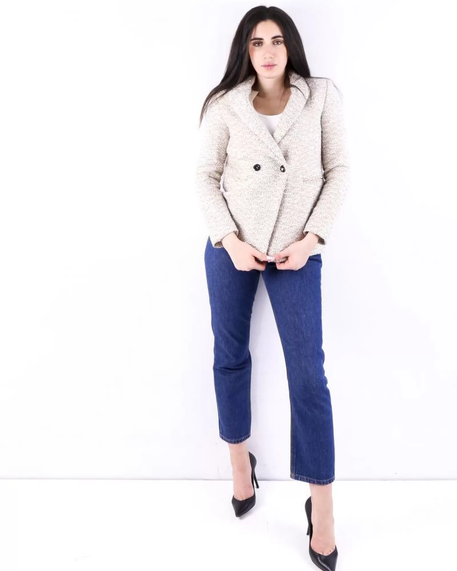 La Piscine Paris Veste en tweed lamé Momoni Beige Cheap